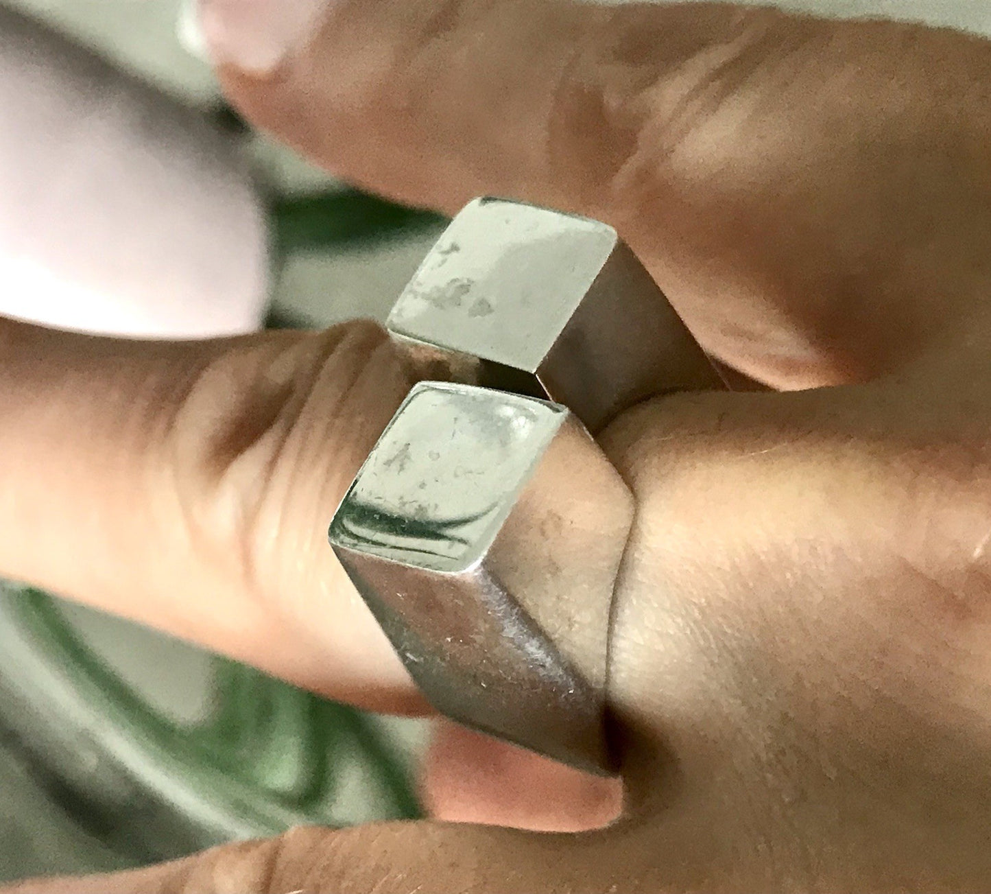 Vintage Modernist Designer DAMEN RING 925 Silber Cube Avantgarde 55 bis 59