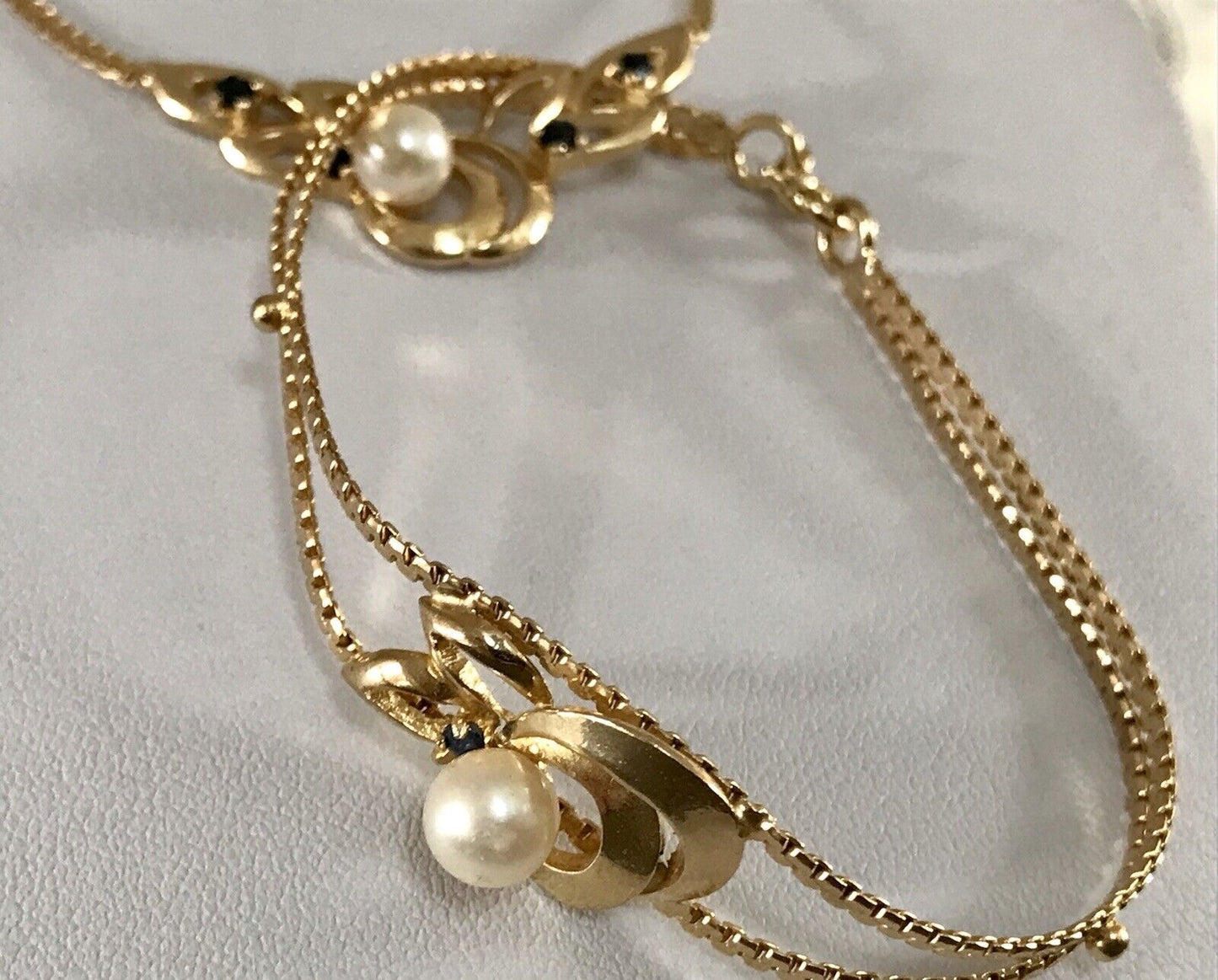 Vintage Set 835 Silber vergoldet Schmuck Kette Halskette Collier & Armband