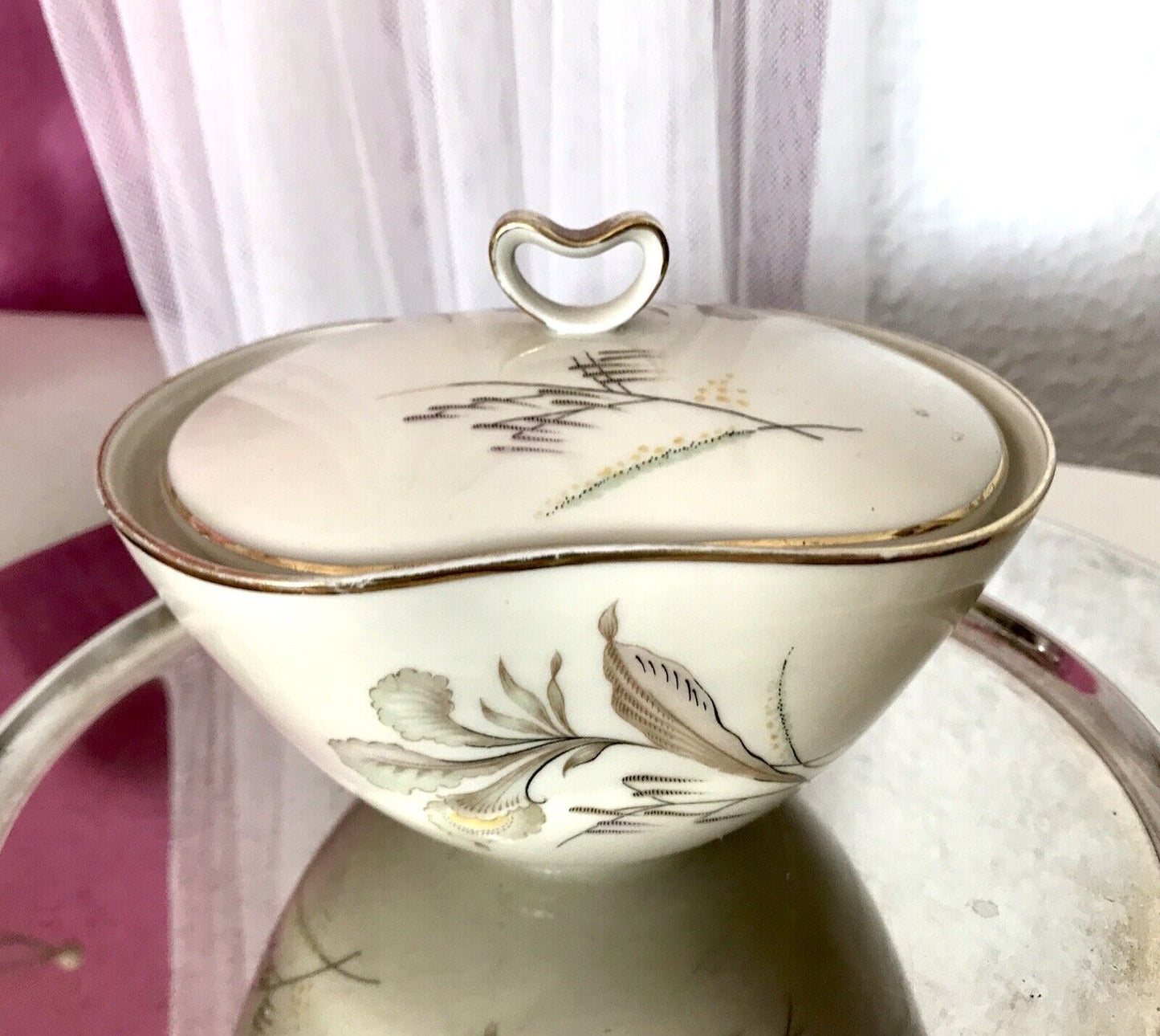 MCM Vintage 50er 60er Porzellan Dose Deckeldose Bonboniere Elfenbein Seltmann