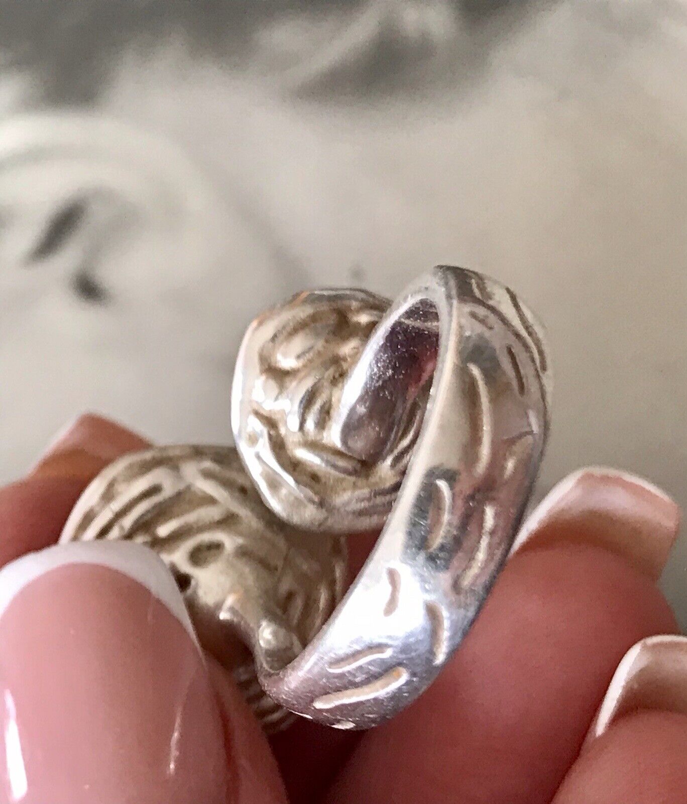 Vintage Modernist Designer DAMEN RING 925 Silber ADK Gr.58- 60 Perlen