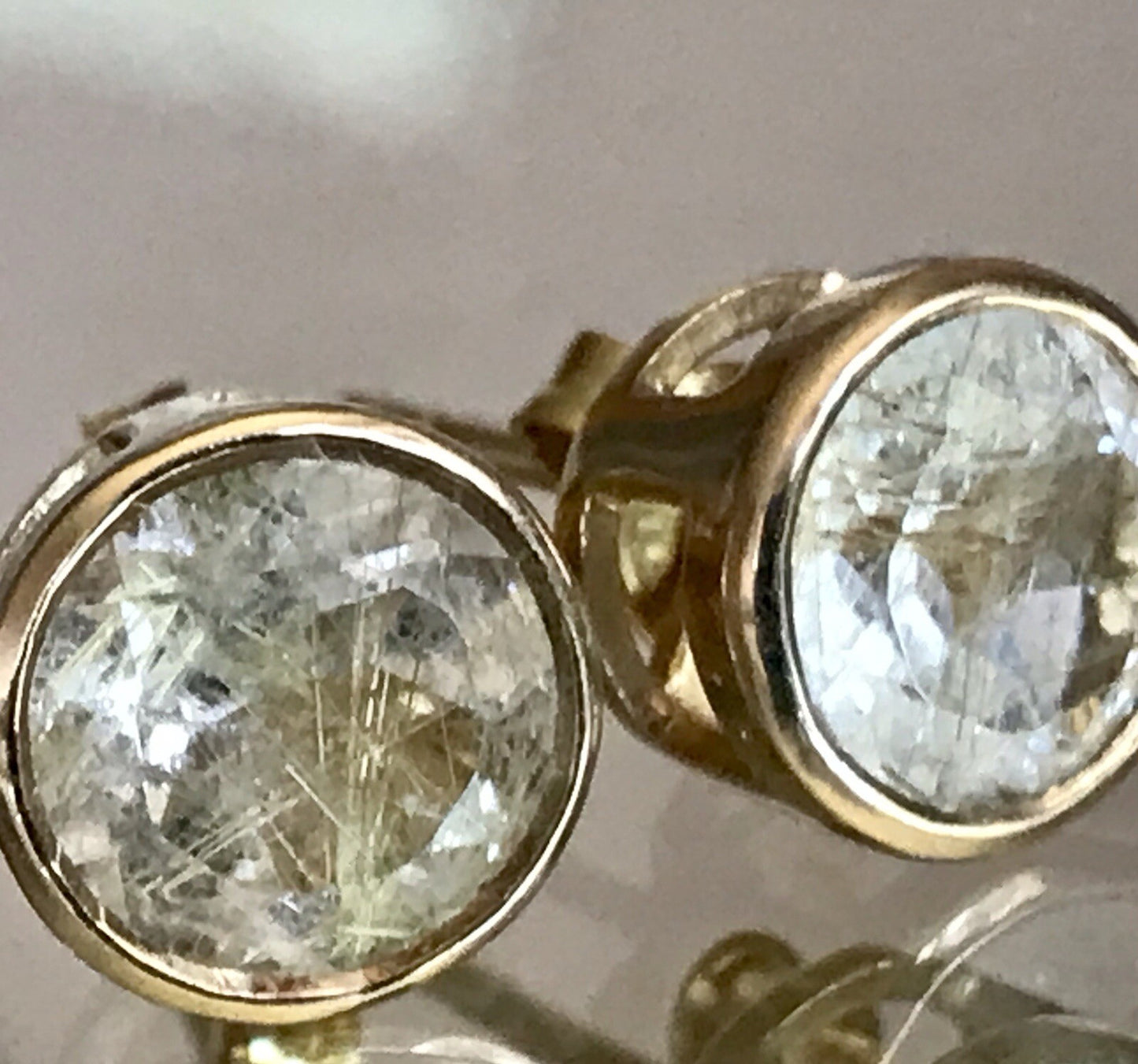 Ohrringe Ohrstecker DAMEN Silber vergoldet gold Bergkristall? Einschlüsse