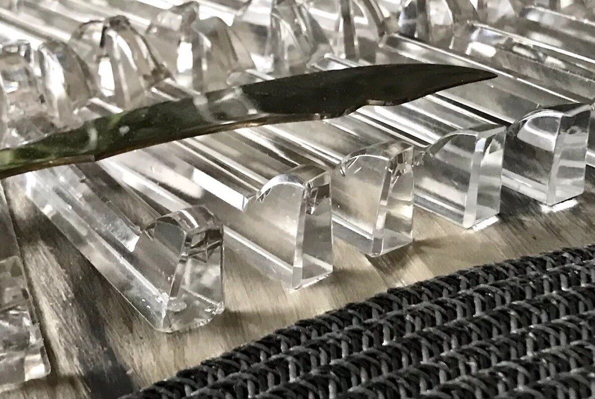 Alt Antik 8+1 französische Art Déco Messerbänkchen Kristallglas Glas