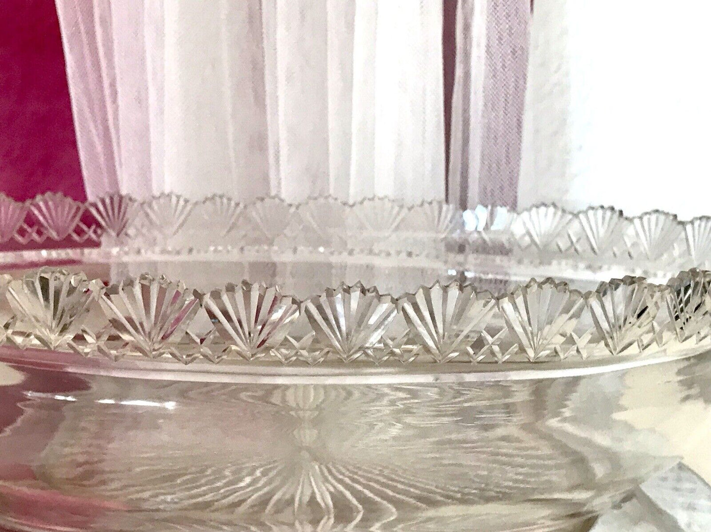 Antik Groß Bleikristall Schale Glasschale Jardiniere Kristallglas Glaseinsatz