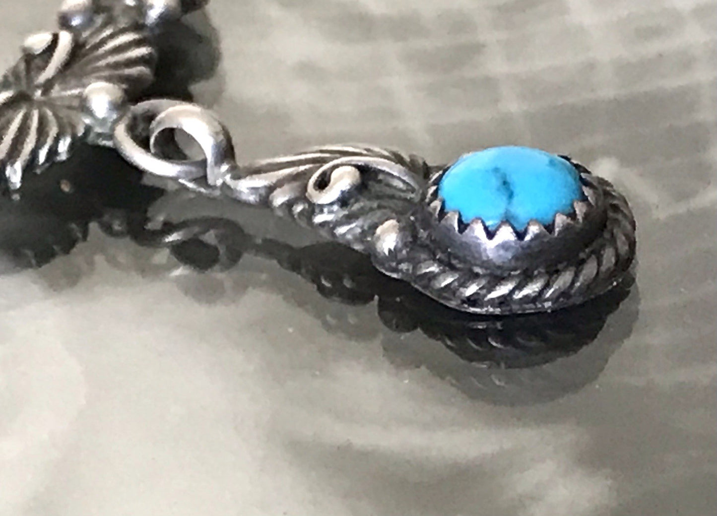Antik alt 925 Sterling Silber Collier Halskette Türkis