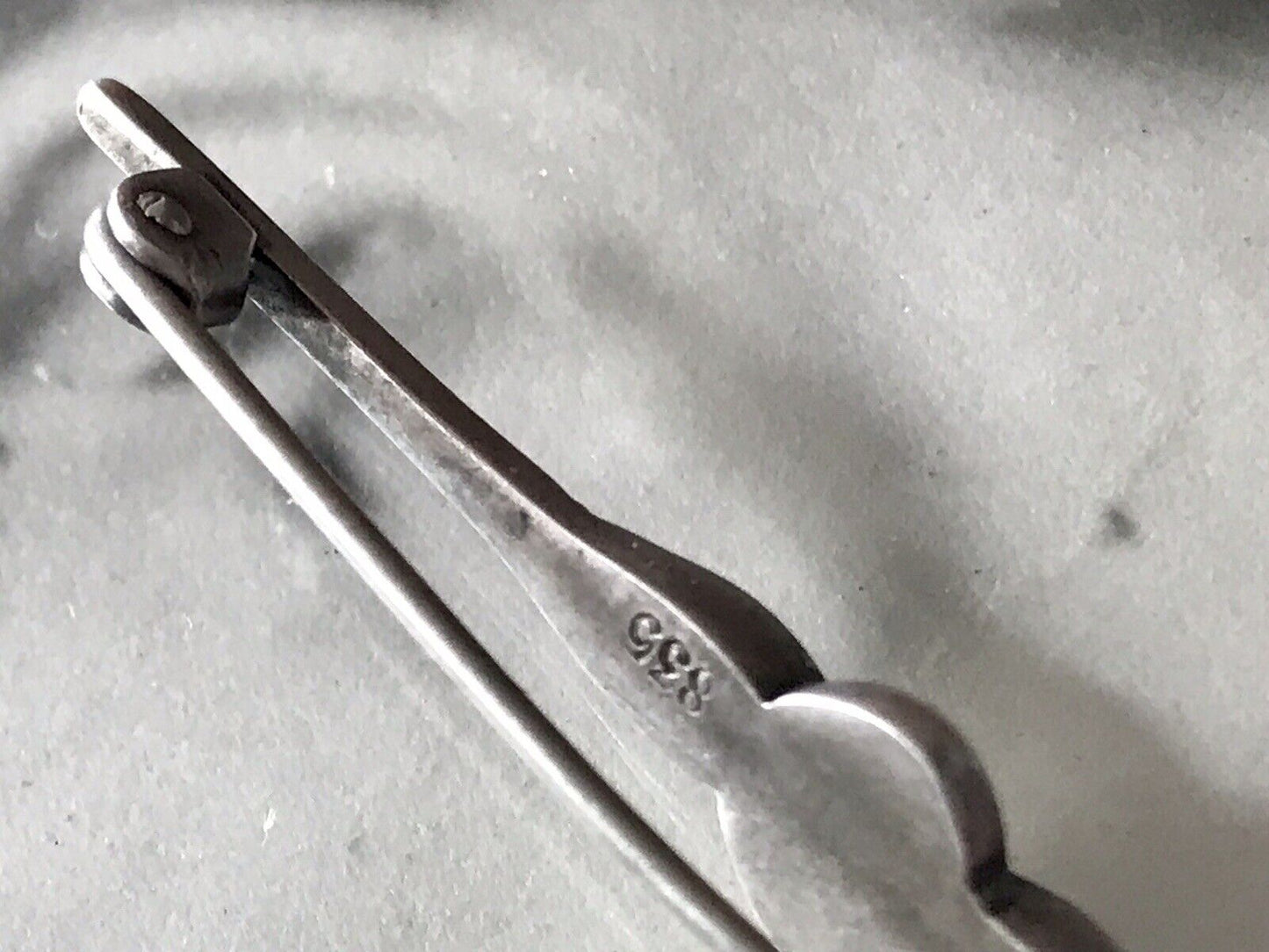 Antik Art Déco Edel Stabbrosche 835 Silber Brosche Markasiten Perle So Schön!