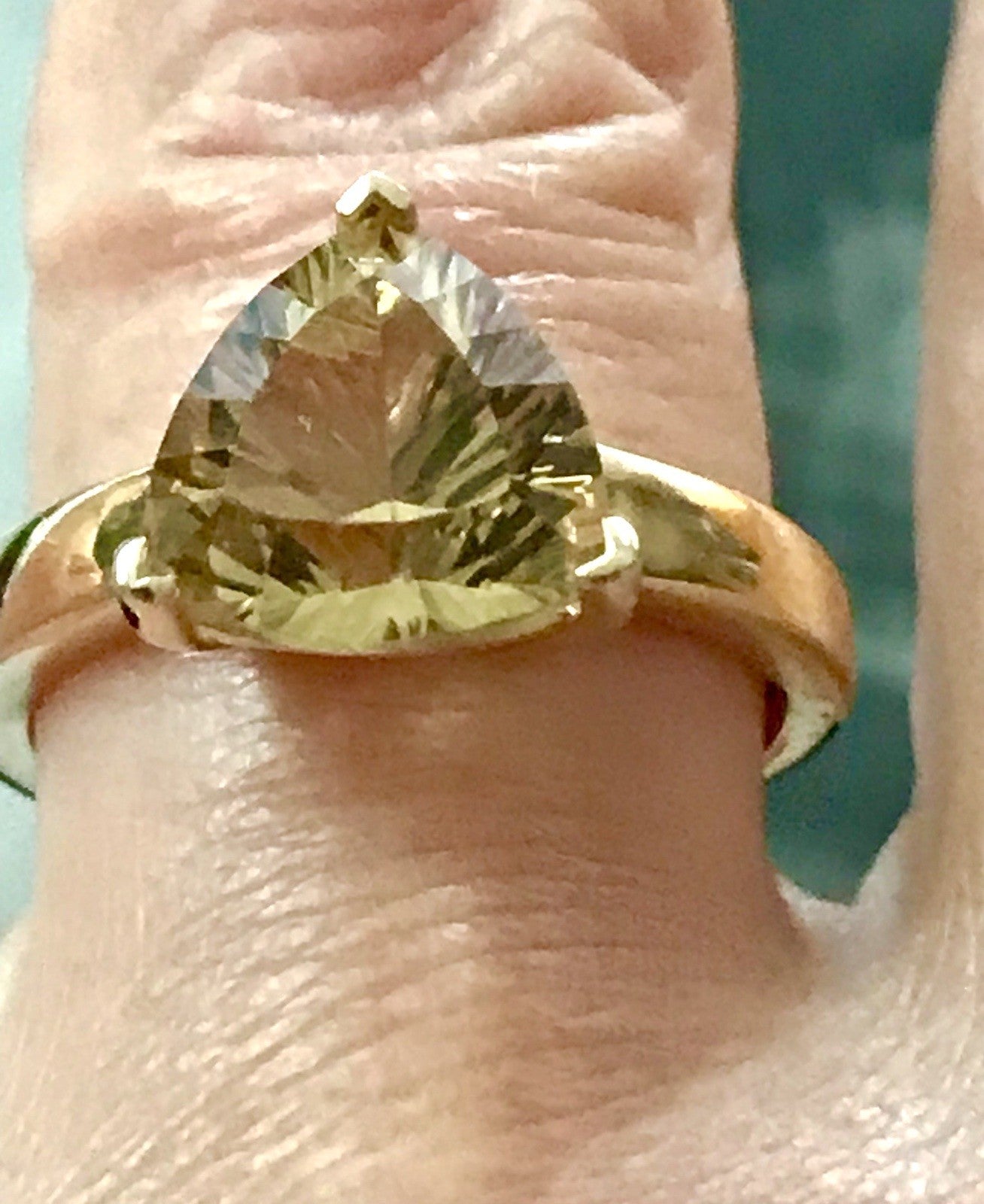 Vintage Ring Citrin? gelber Stein 925 Silber vergoldet Gr.57 18,1