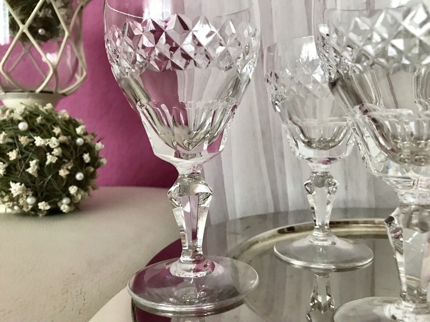 Vintage SEHR EDEL 6x Weingläser Gläser Kristallglas So schön!