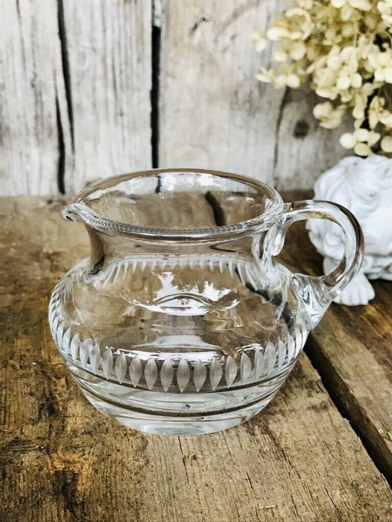 Alt Sahnegießer Kristallglas Bleikristall Glas