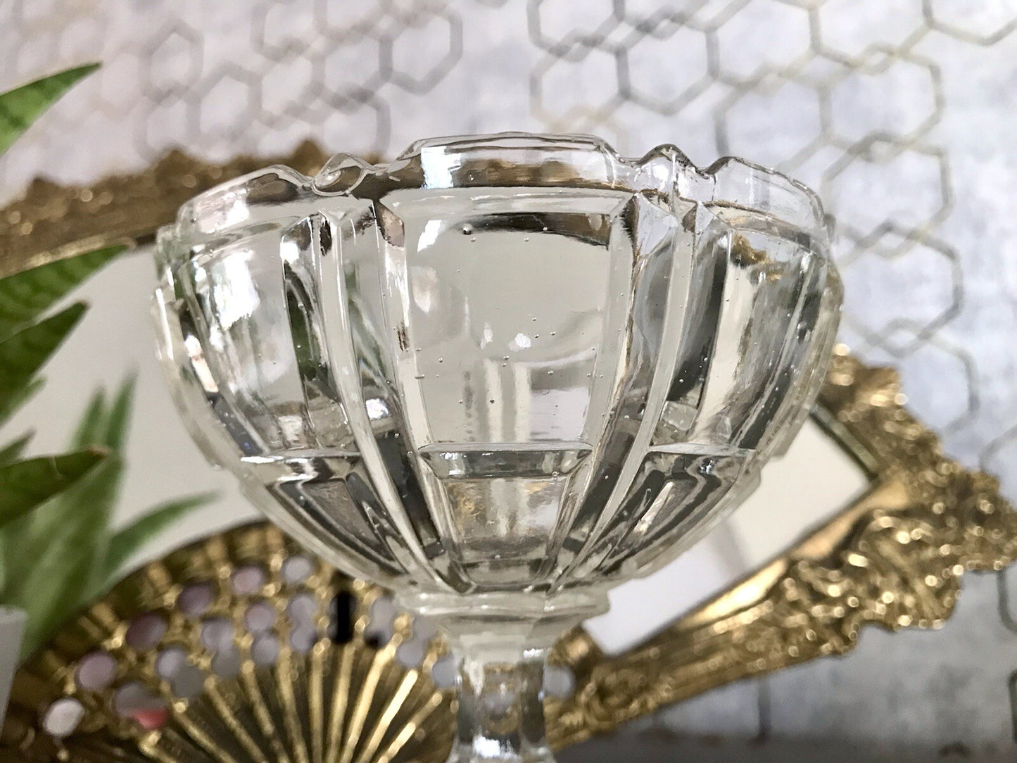 Antik Jugendstil Art Déco Pressglas Glas Fußschale Schale Zuckerschale