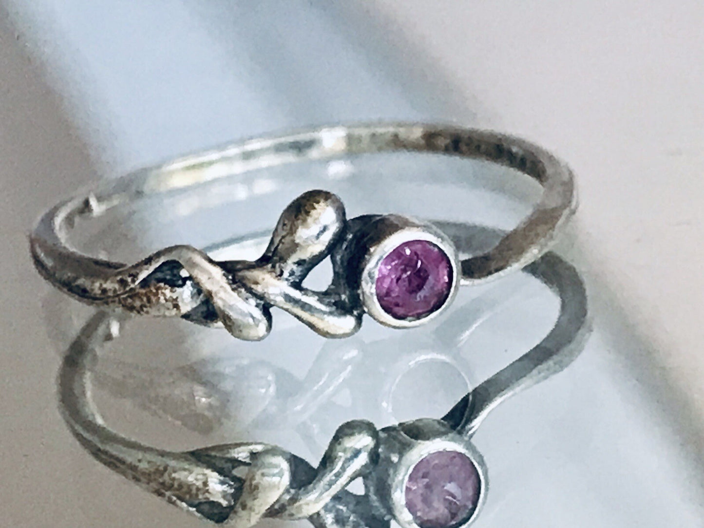 Antik? Vintage Damen filigran Ring lila Stein Silber 835 Gr.56 17,8