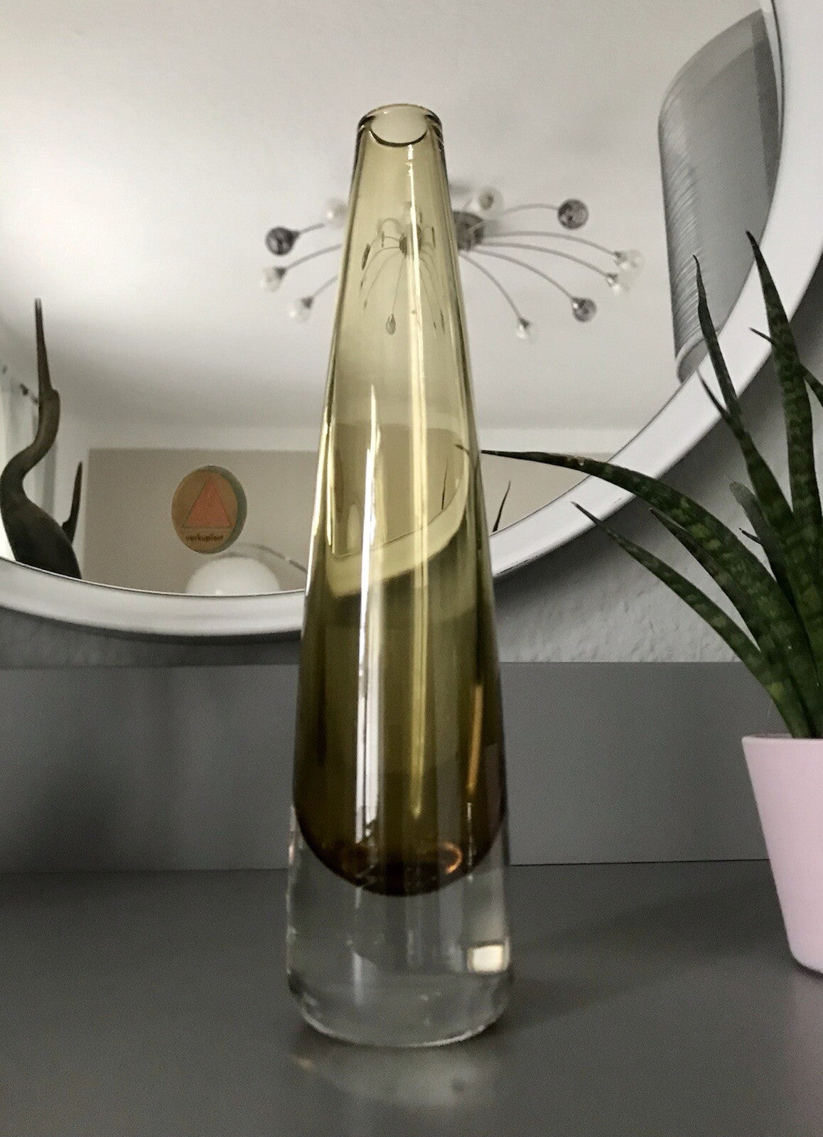 Vintage Design Glasvase Glas gelb Vase MidCentury Kosta Boda