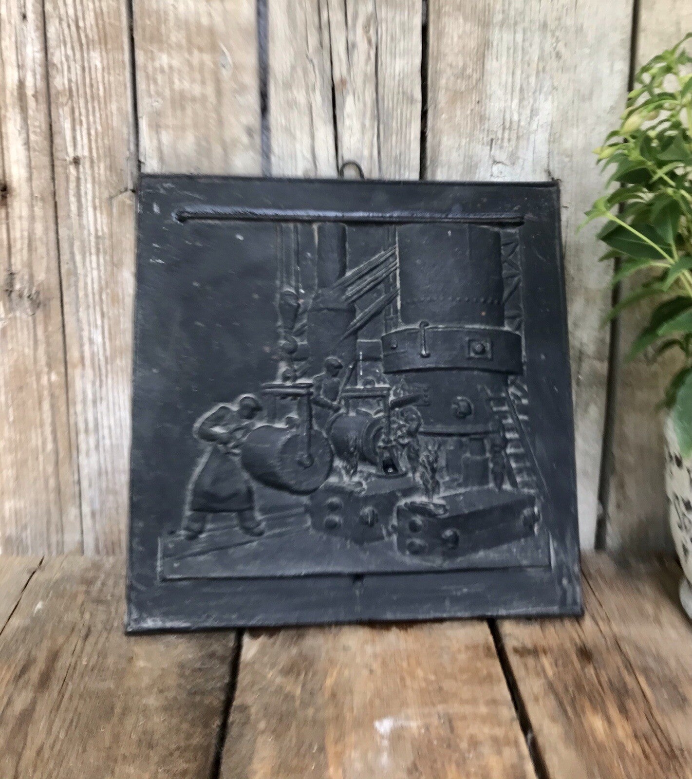 Alt Vintage Eisenguss Wandrelief Bild Relief Gusseisen Eisenhütte Biedenkopf