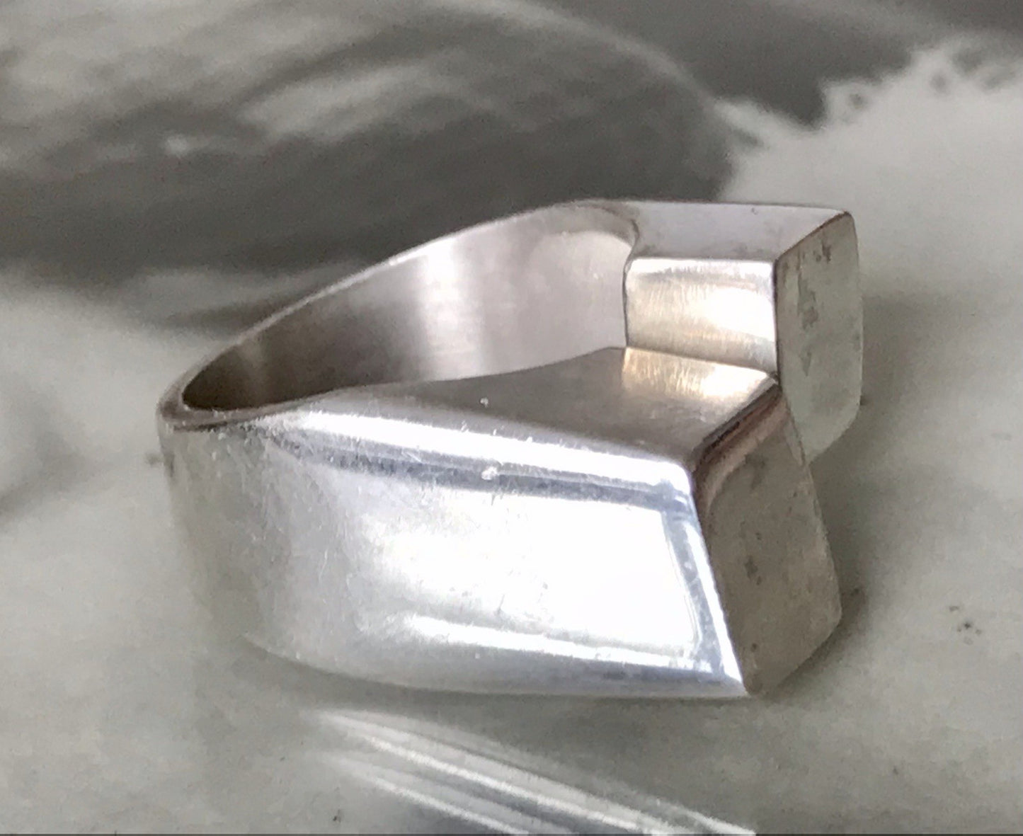 Vintage Modernist Designer DAMEN RING 925 Silber Cube Avantgarde 55 bis 59