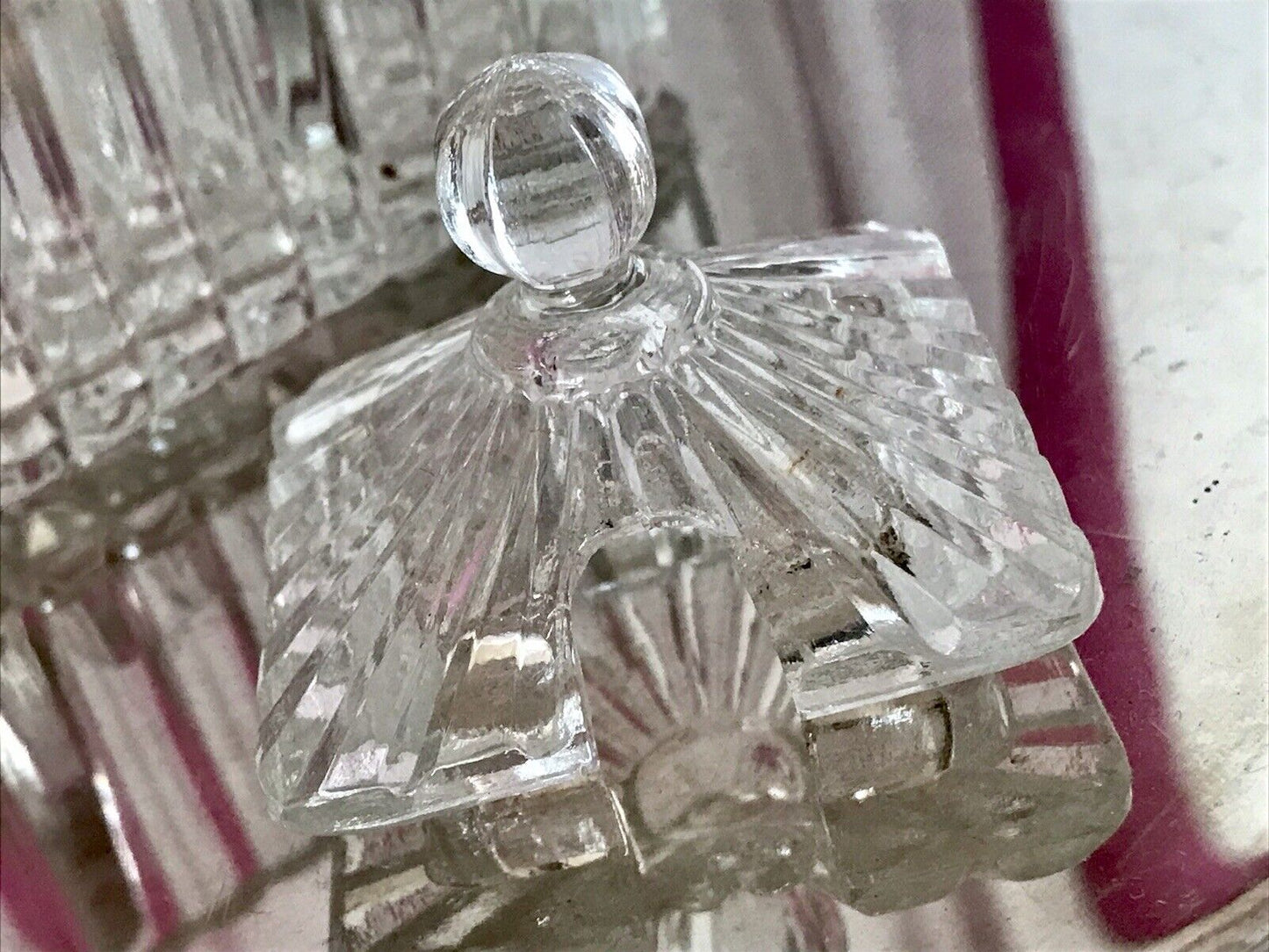 Antik Art Déco Pressglas Salz & Pfeffer Menage Saliere Gewürzständer Glas