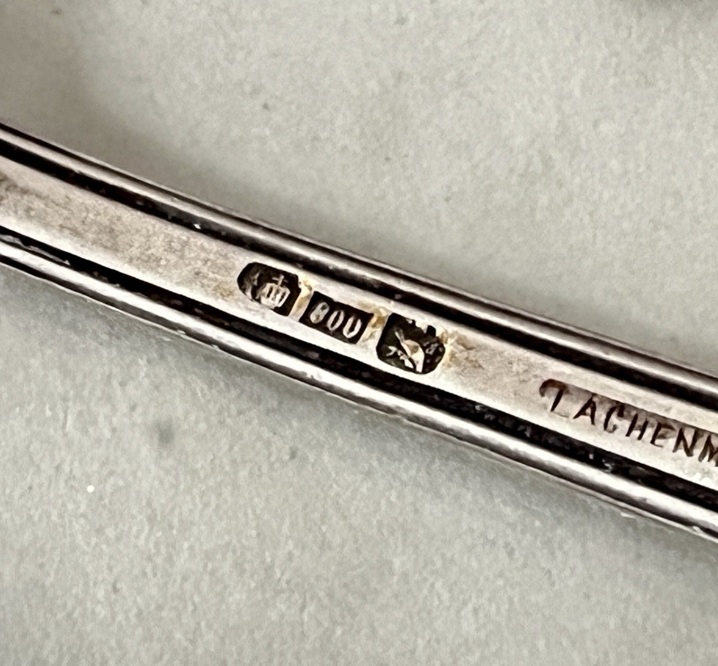 Antik deutsch 2 Fischmesser Besteck 800 Silber Fadenmuster