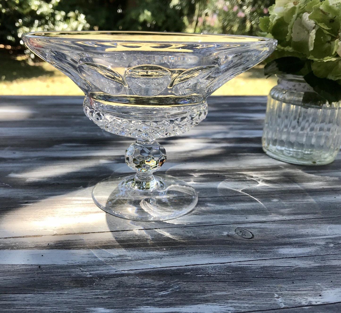 Alt Vintage Bleikristall Schale auf Fuß Glasschale Kristallglas Glas Edel