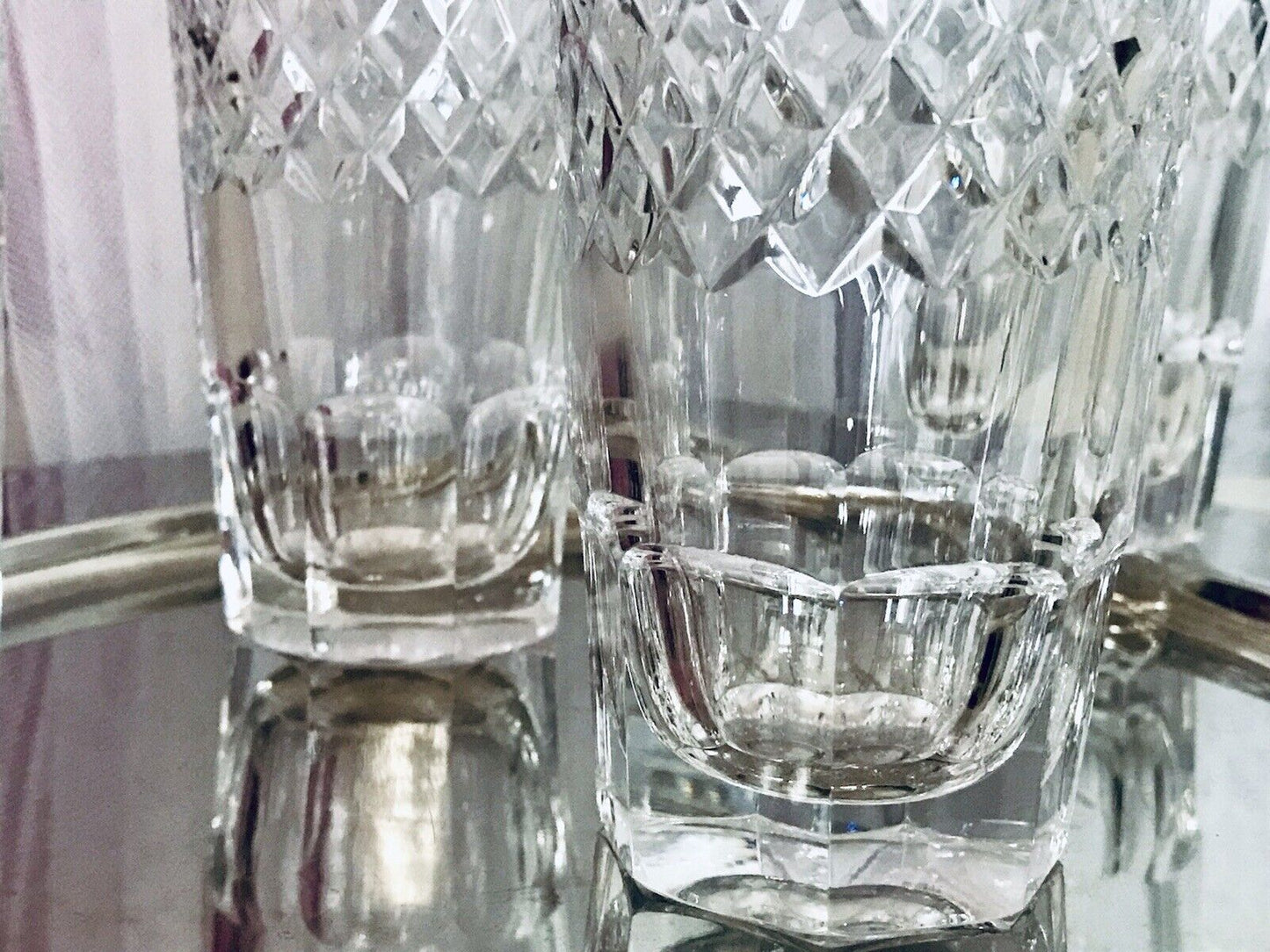 Vintage SEHR EDEL 6x Wassergläser Gläser Becher Kristallglas schön kantiger Fuß