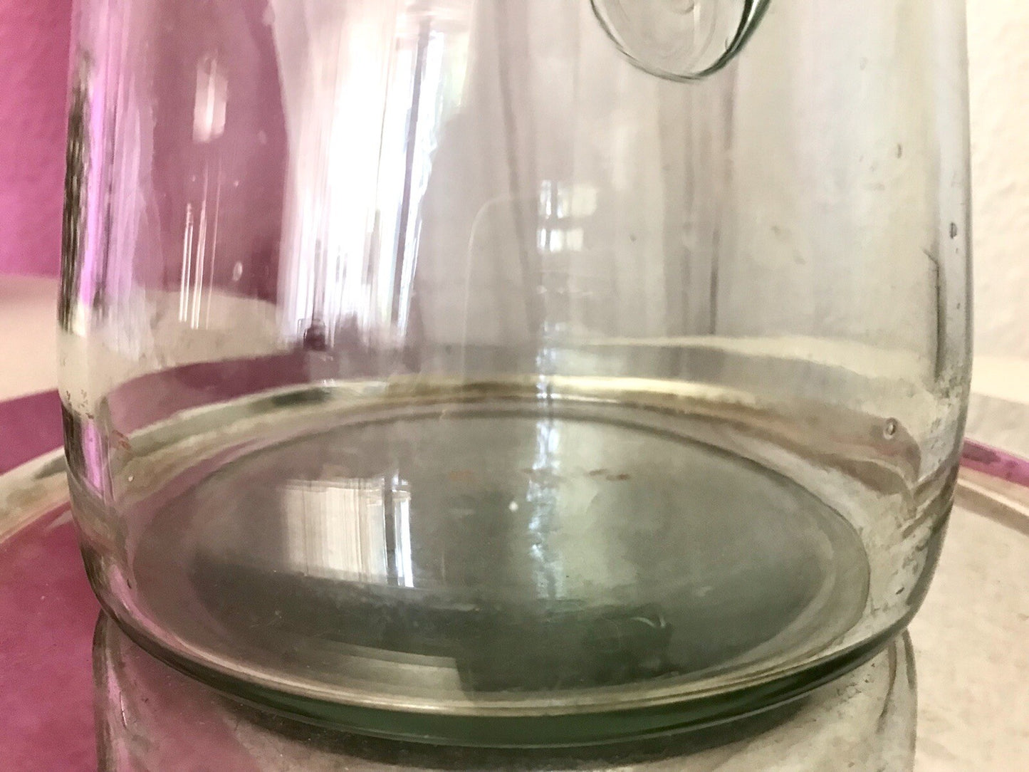 Antik groß Krug Glas Karaffe Kanne Wasserkrug Glas mundgeblasen light türkis