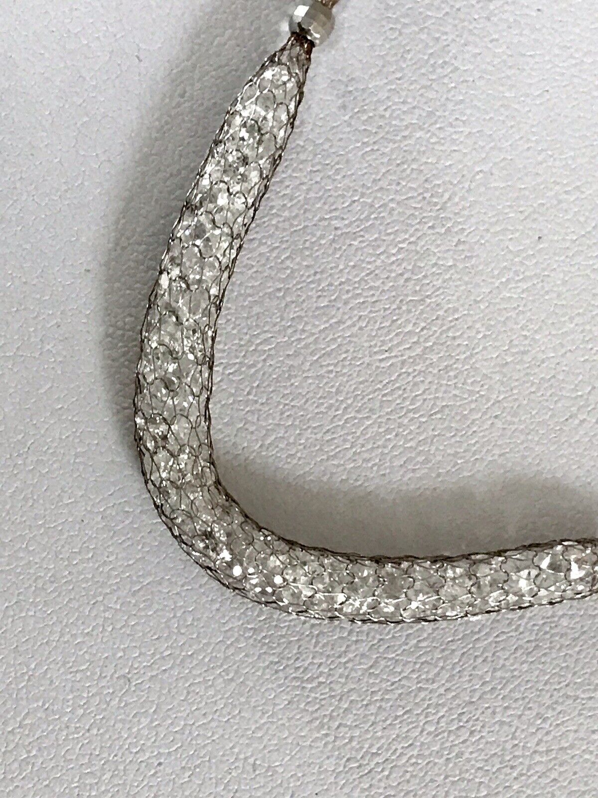 Alt Vintage Edel Gold 333 Gold & 925 Silber Collier Halskette Goldnetz Steine