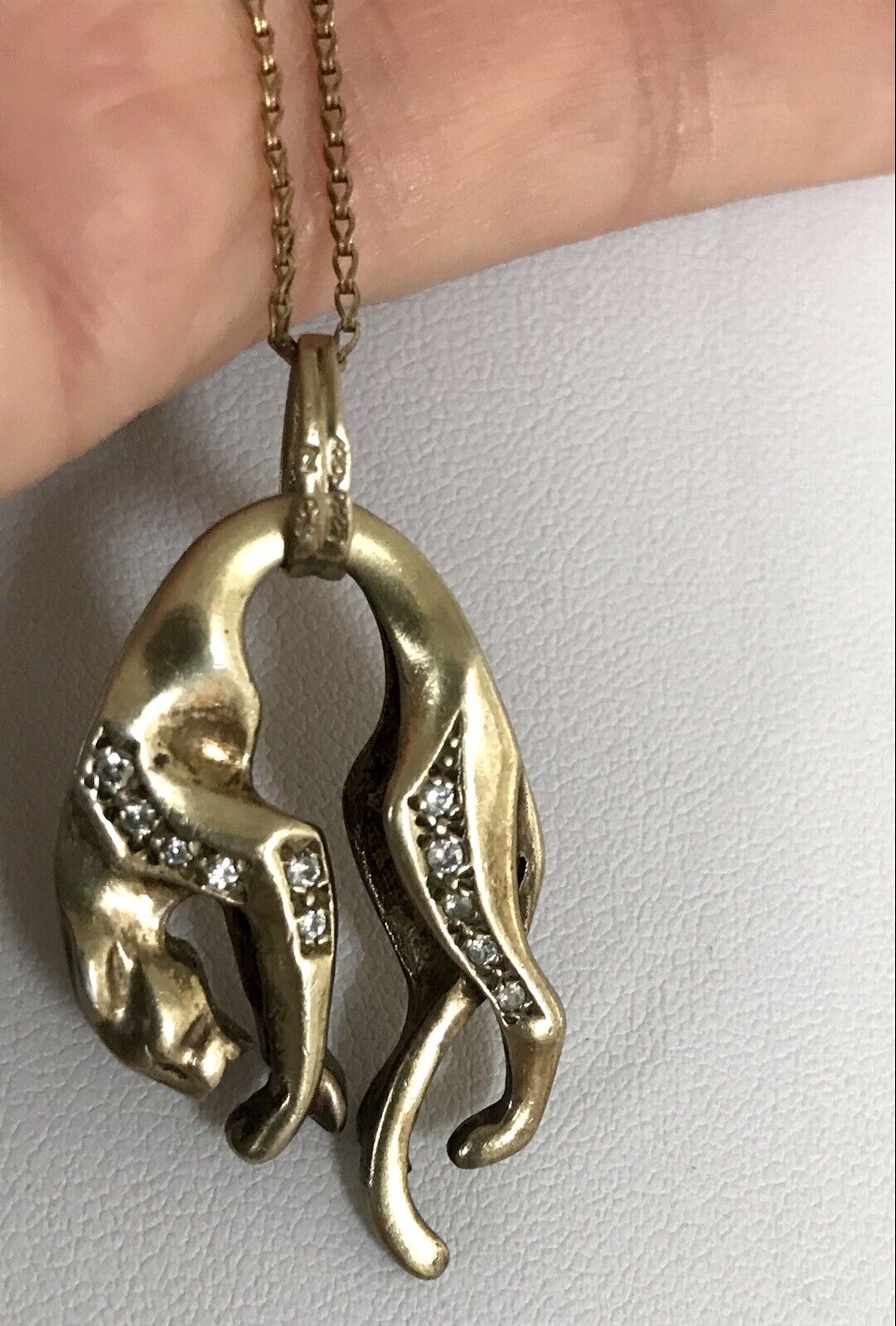 Vintage Edel groß Anhänger 925 Silber Super Design vergoldet hängender Panther