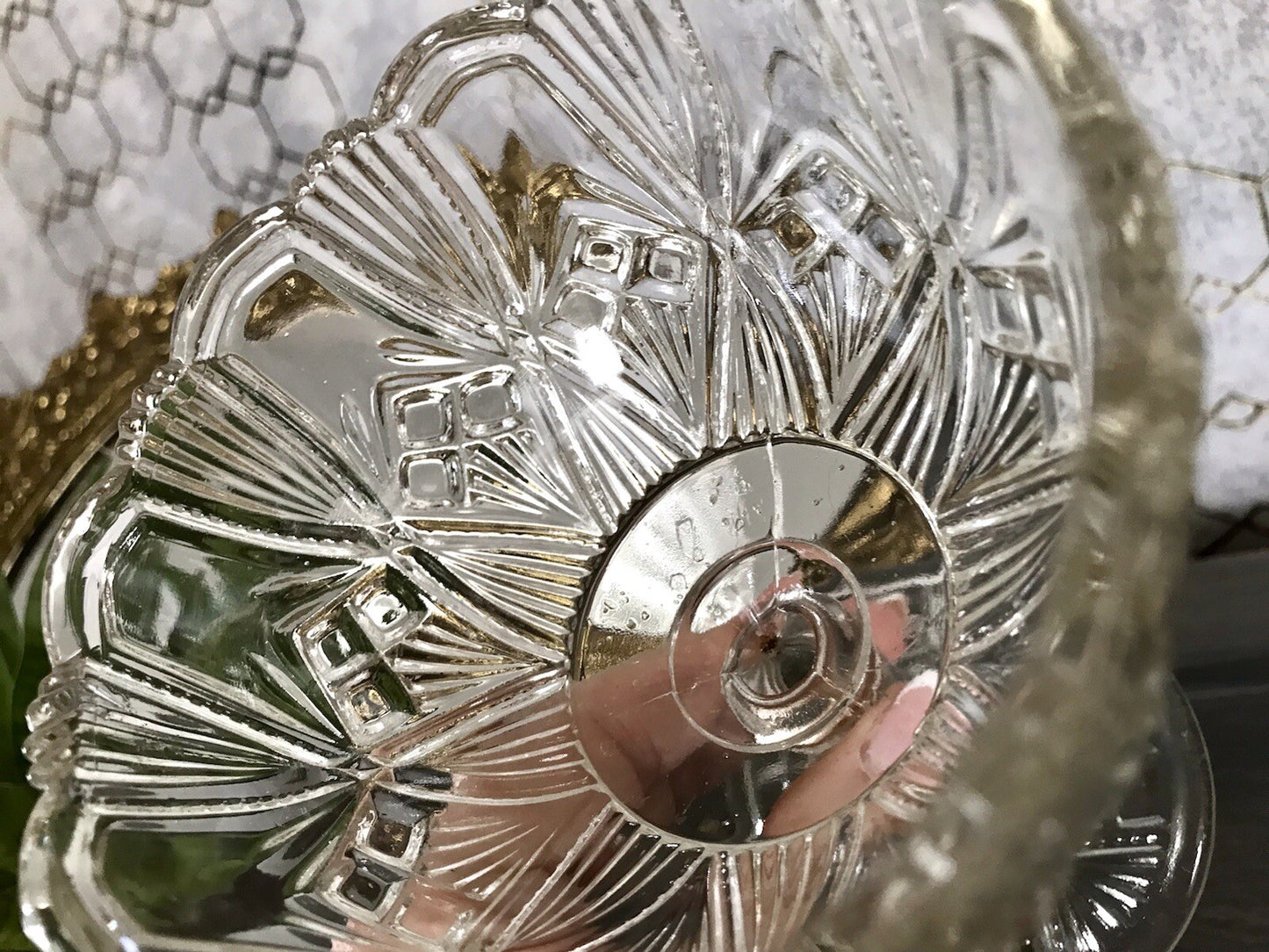 Antik Jugendstil Art Déco Pressglas Glas Fußschale Schale Zuckerschale
