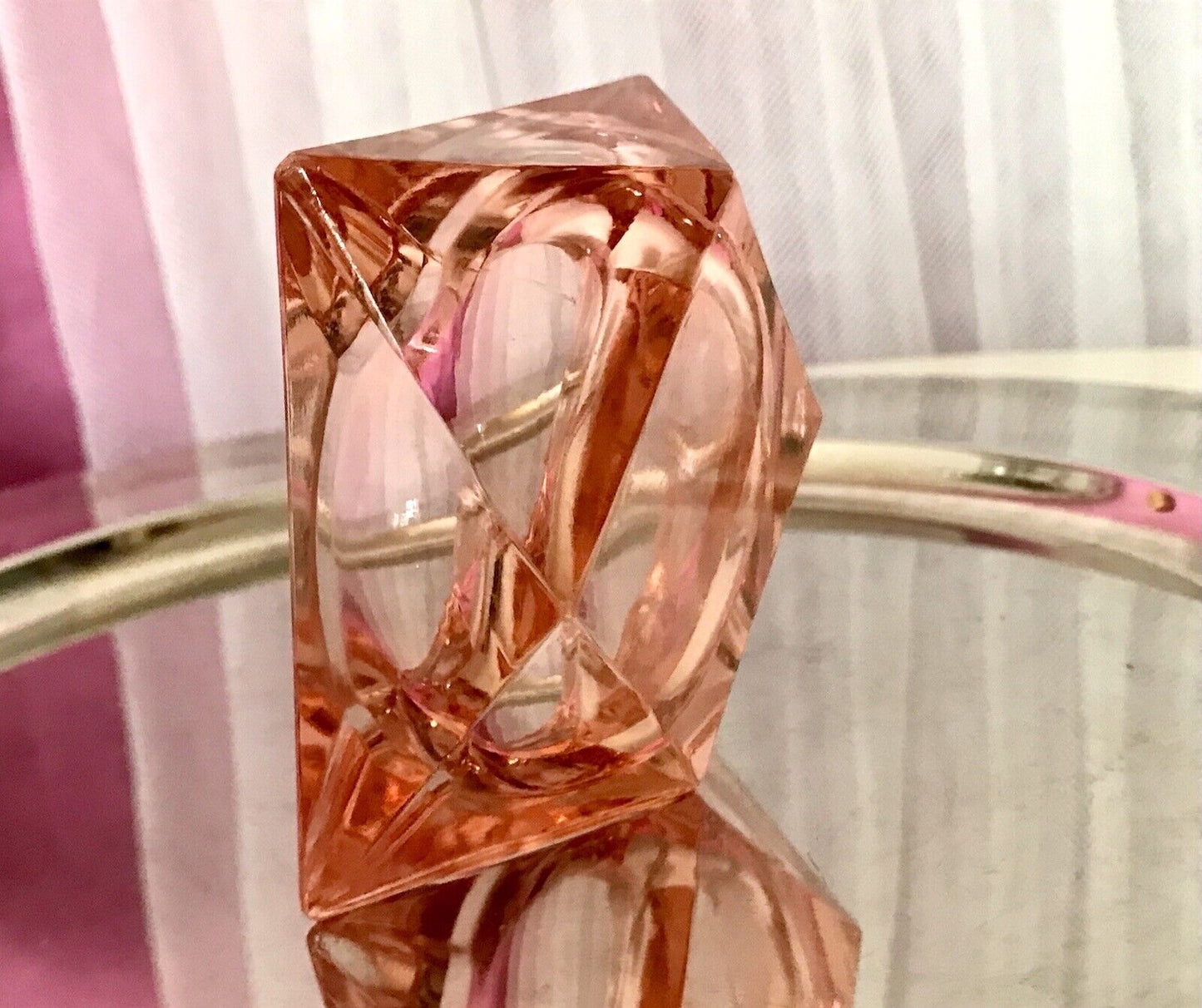 Antik Art Déco Aschenbecher Ascher Rosalin Pressglas Glas geometrisiert