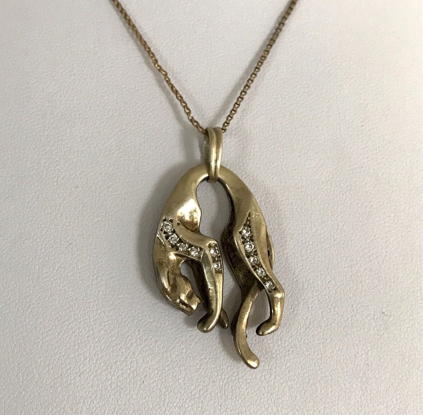 Vintage Edel groß Anhänger 925 Silber Super Design vergoldet hängender Panther
