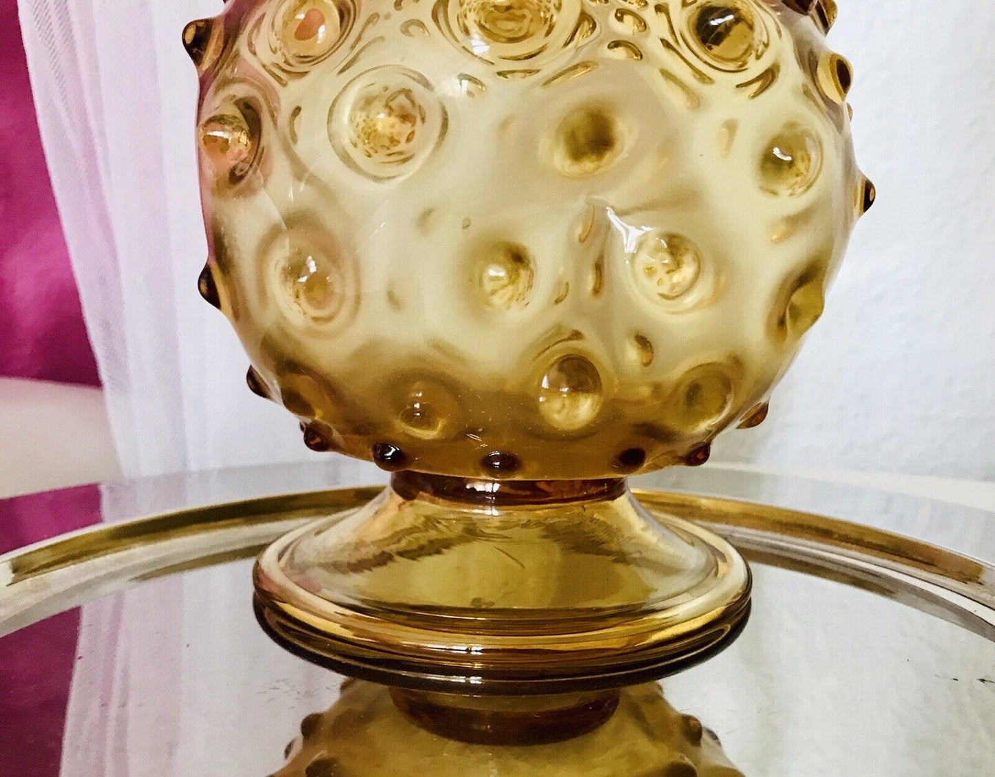 Murano Barovier Tosso ? 60er Karaffe Kanne Vase Glas Gelb Noppen Dubben Abriss