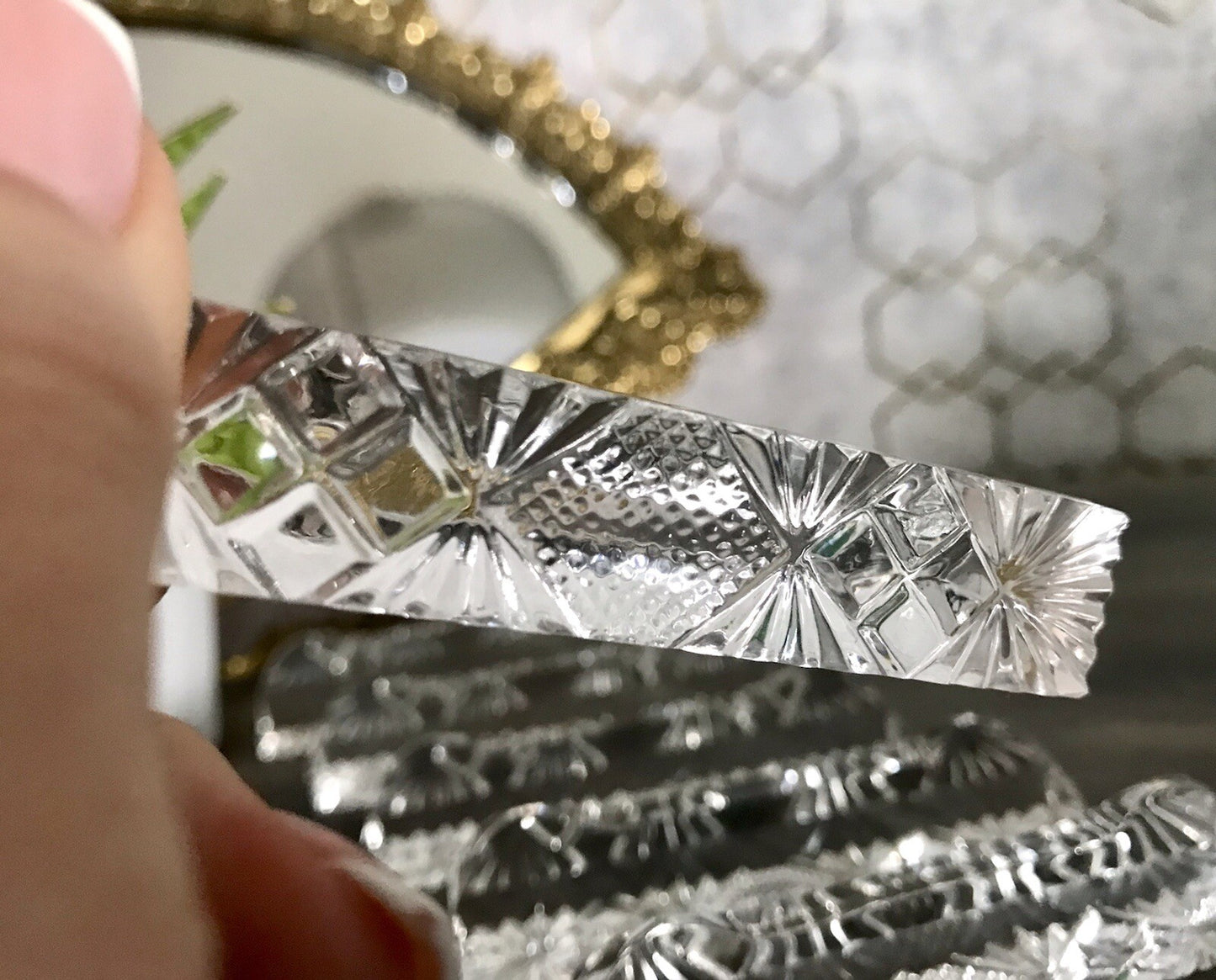 Alt antik? 6 Art Déco Messerbänkchen Kristallglas Glas EDEL Schliff
