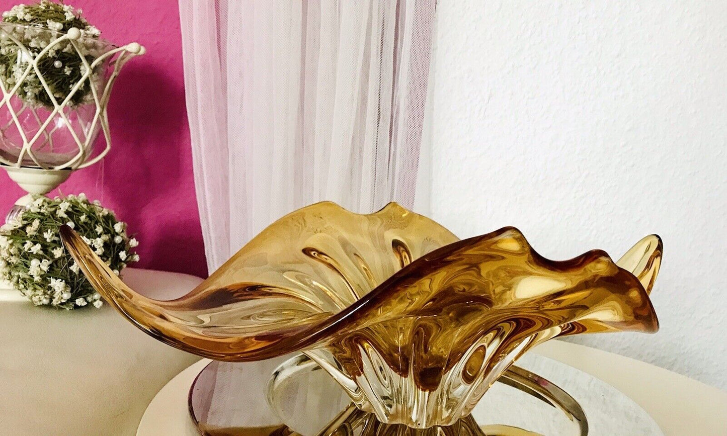 Vintage GROß 60er Somerso Murano Schale Glas Gelb Überfangglas Erscheinung