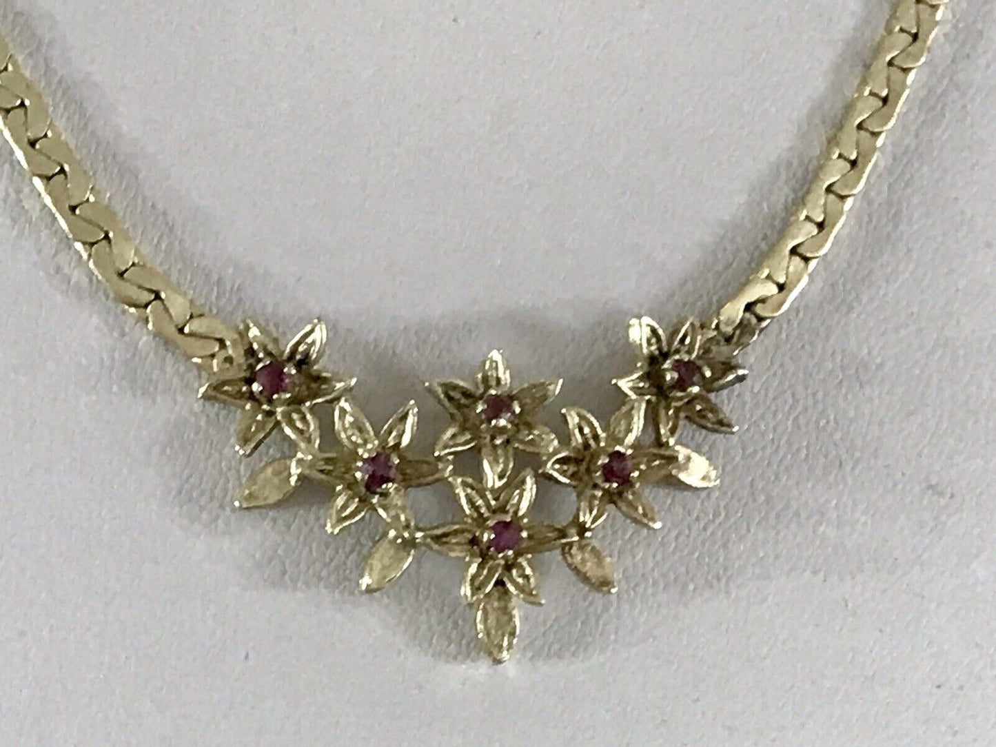 Antik Edel Jugendstil 925 Silber vergoldet Collier Halskette Rubine