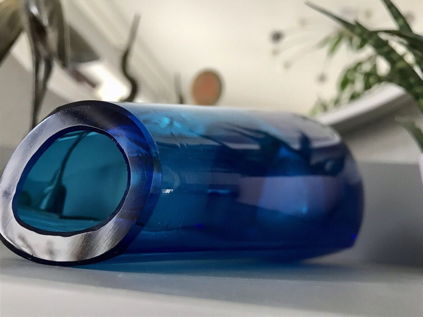 Murano ? Vintage 60er Glasvase Vase Blau Kristallglas Edel Schwangere Elke