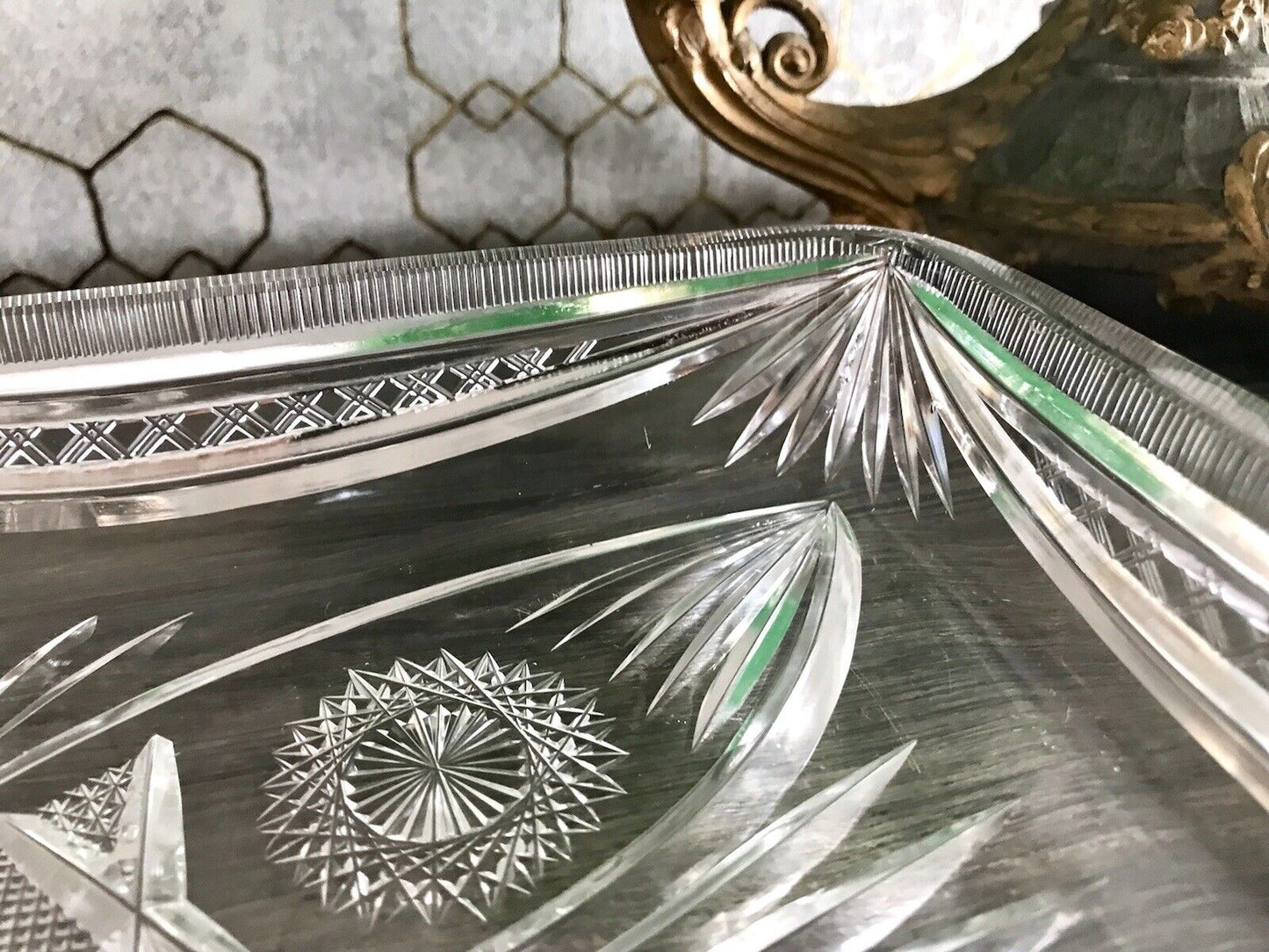 Antik Bleikristall Schale Glasschale Kristallglas Glas Schliff EDEL Groß