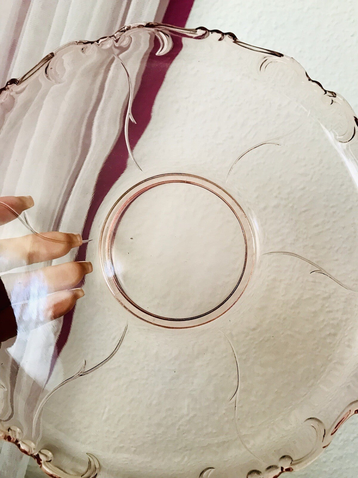 Rosalin Kuchenplatte Kuchenteller Art Déco Schale Pressglas Glasschale