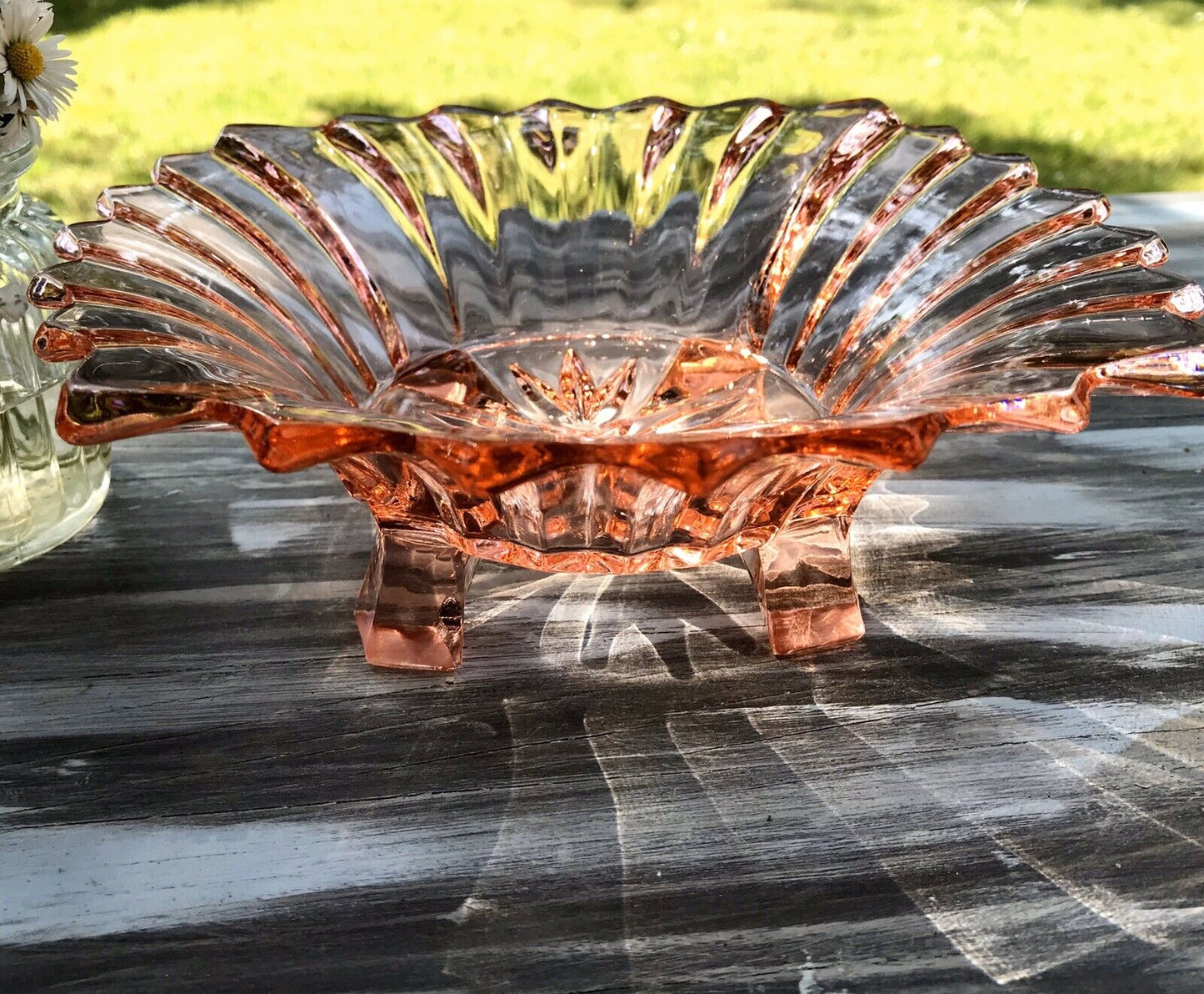 Jardiniere Brockwitz Prismen Rosalin Rosa Art Déco Schale Pressglas Glasschale