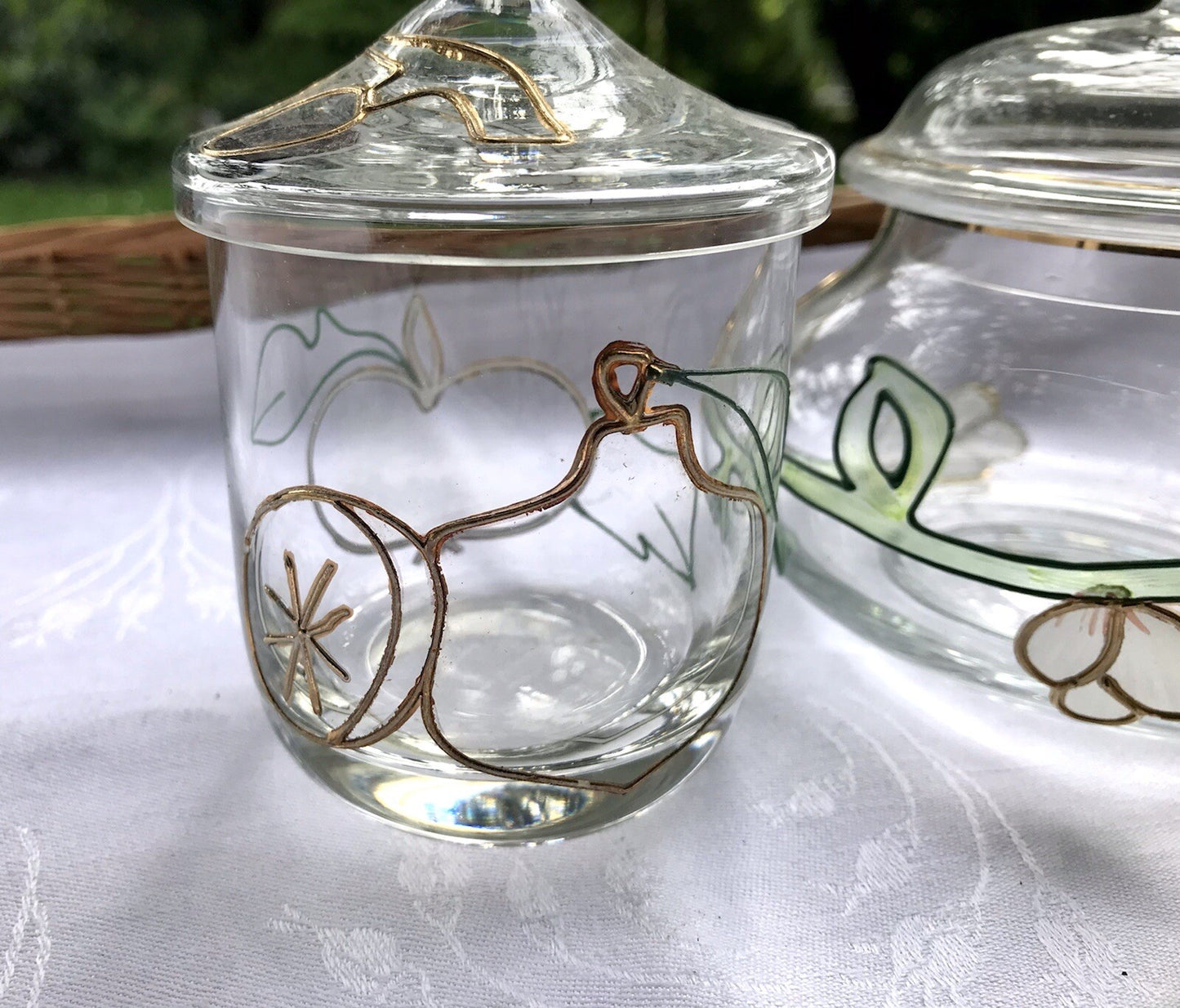 Nagel 2 Glasdose Bonboniere Gefäß Glas Konfitüre Marmeladen Dose Tiffany Optik