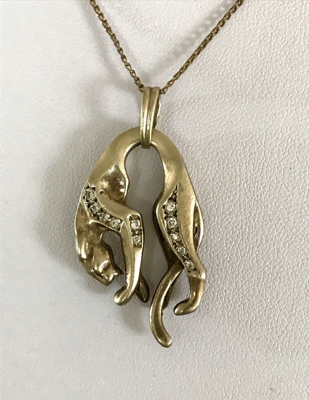 Vintage Edel groß Anhänger 925 Silber Super Design vergoldet hängender Panther