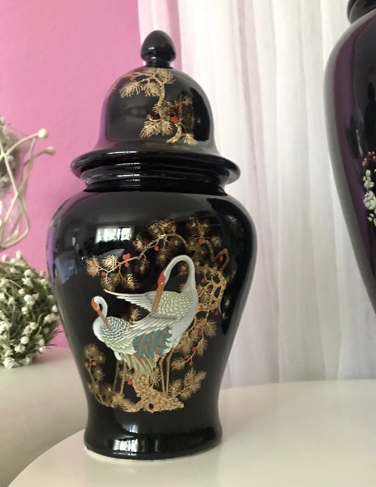 Vintage 1 Porzellan Prunkvase Deckelvase Vase Italien MCModernistisch schwarz