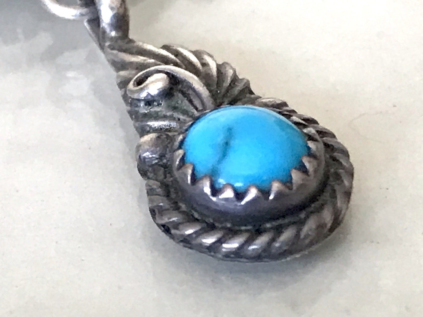 Antik alt 925 Sterling Silber Collier Halskette Türkis