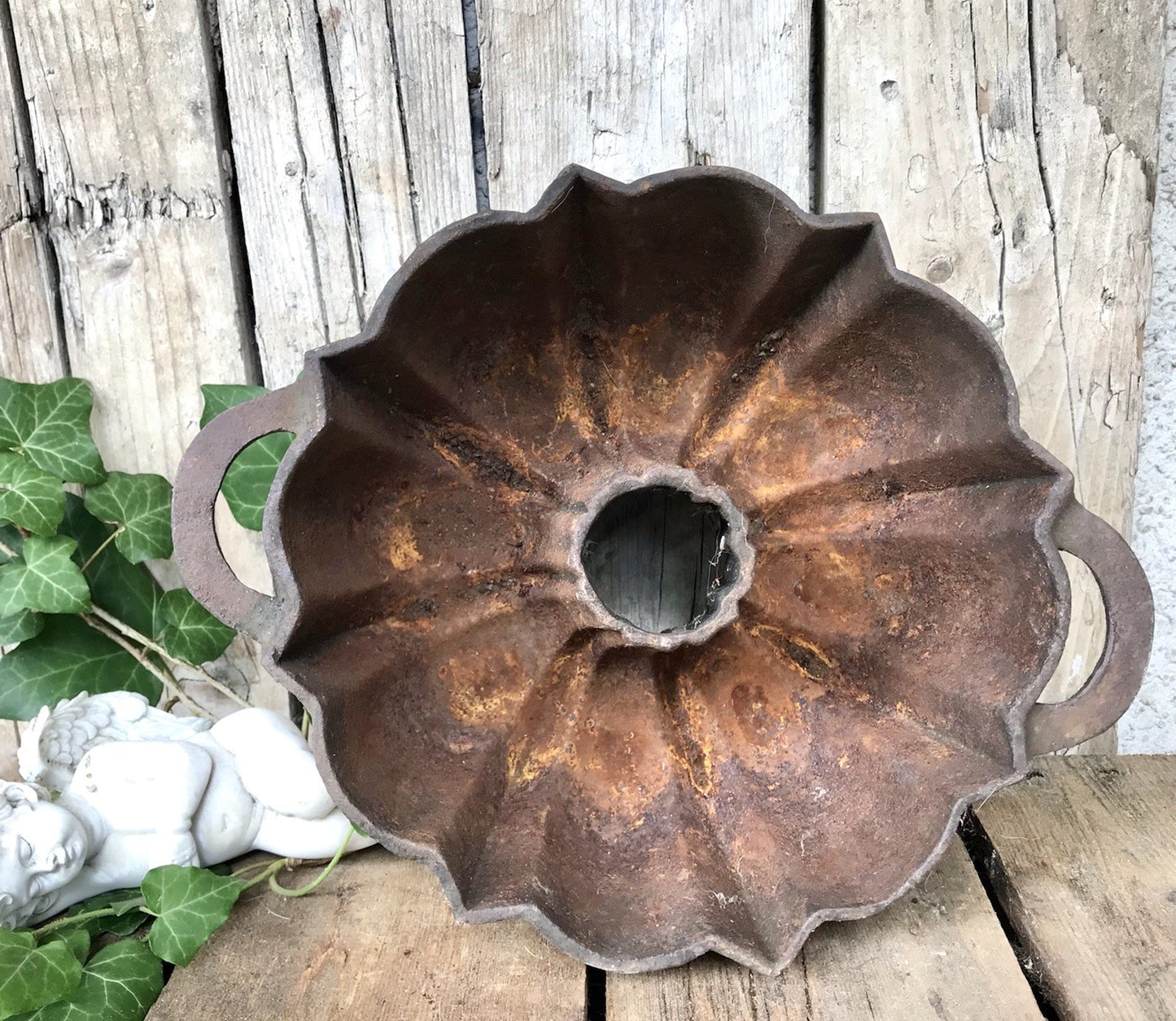 Antik Eisenguss Guglhupf Form Kuchen Backform Gusseisen