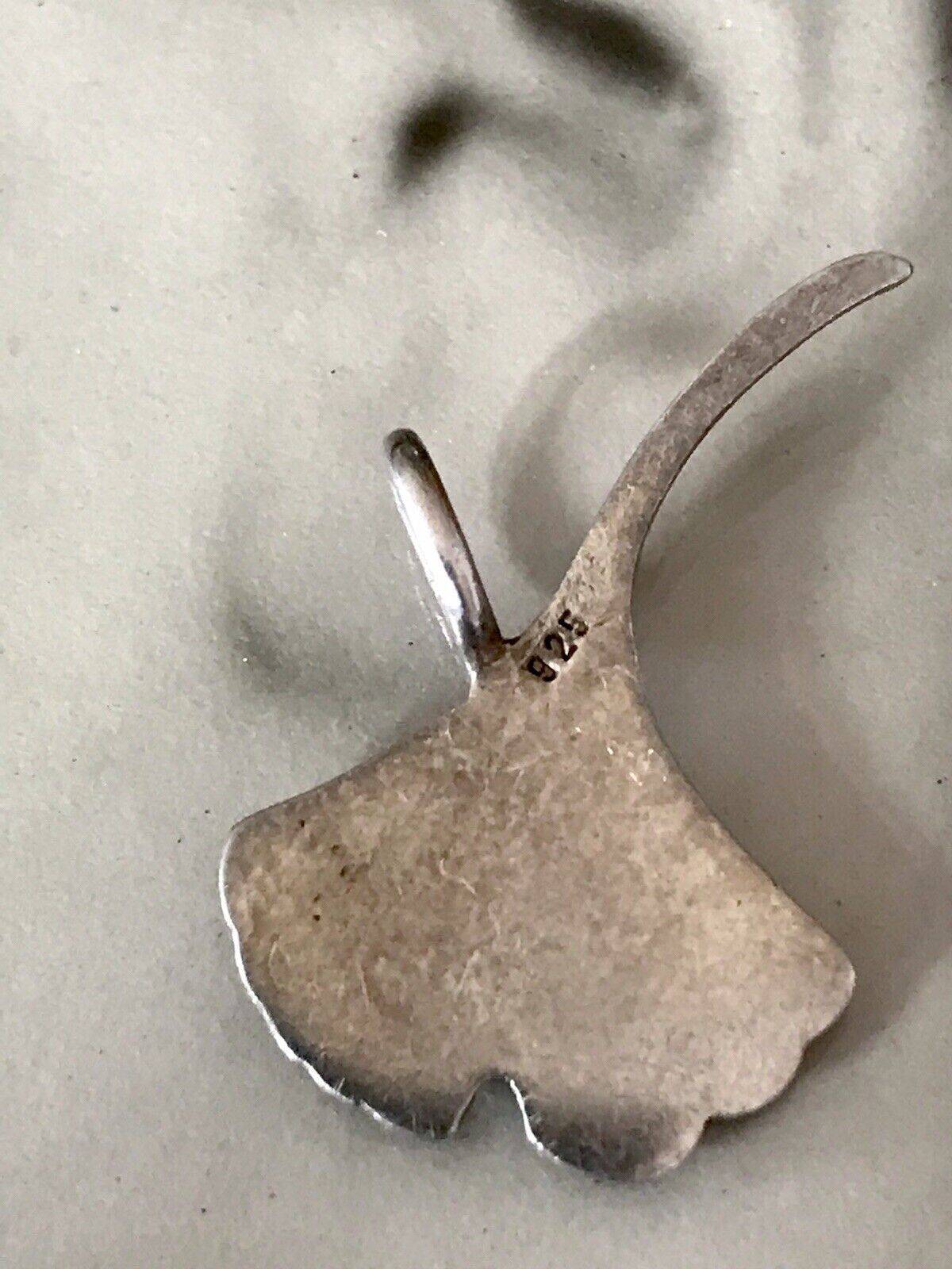 Antik alt Anhänger Kettenanhänger 925 Silber Gingko Blatt EDEL