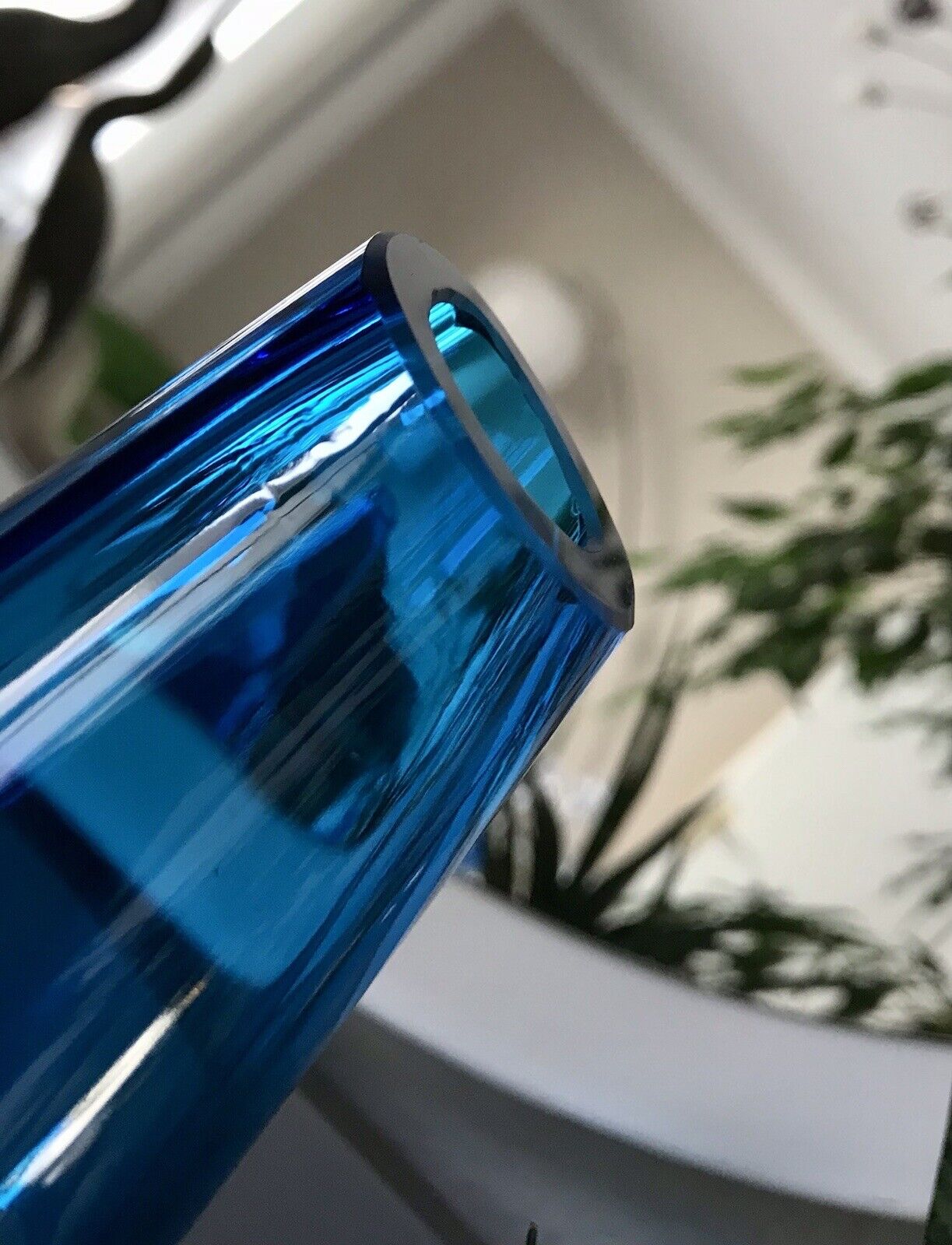 Murano ? Vintage 60er Glasvase Vase Blau Kristallglas Edel Schwangere Elke