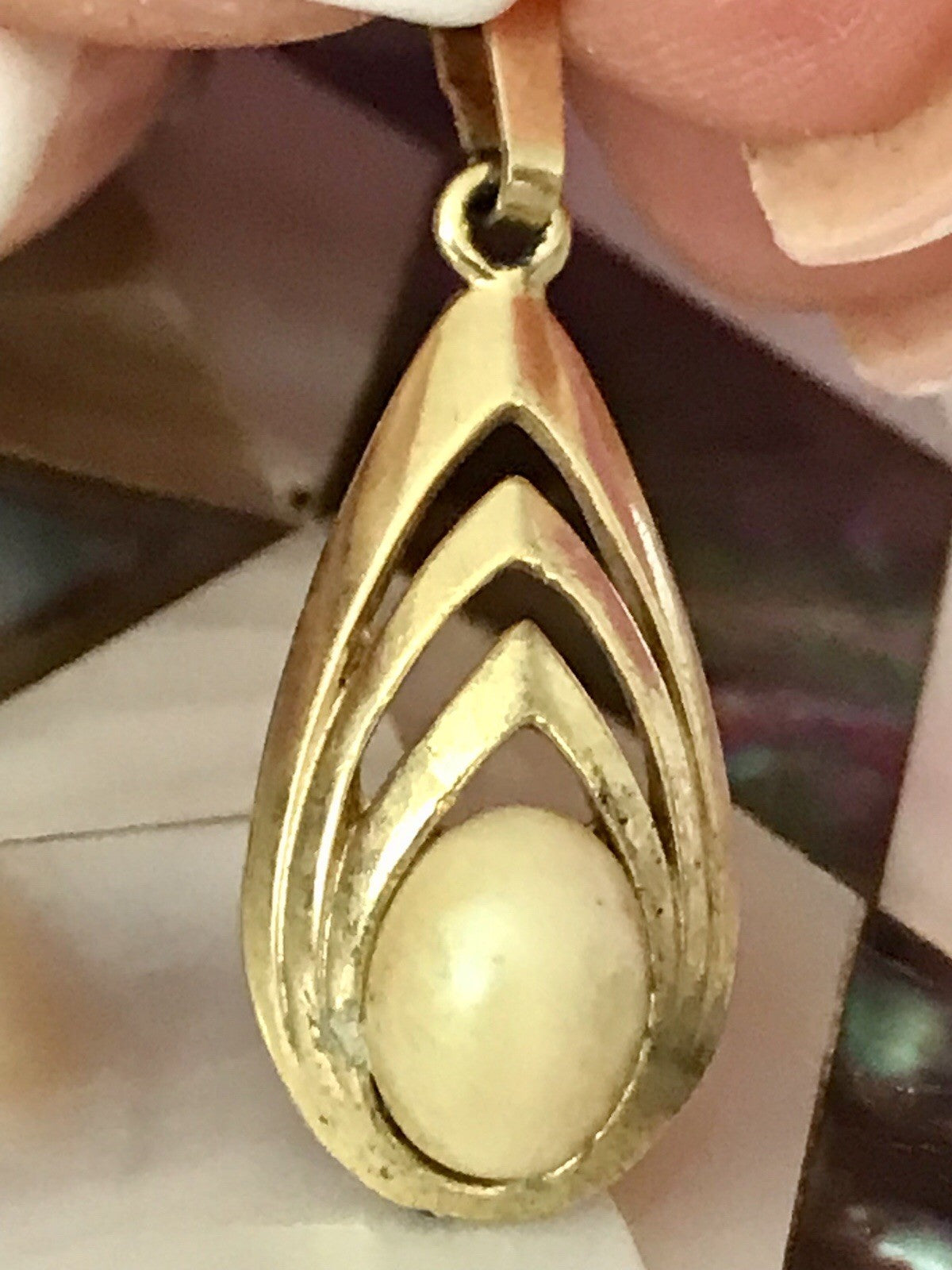 Vintage Designer Anhänger Perle Amerik. Doublè vergoldet