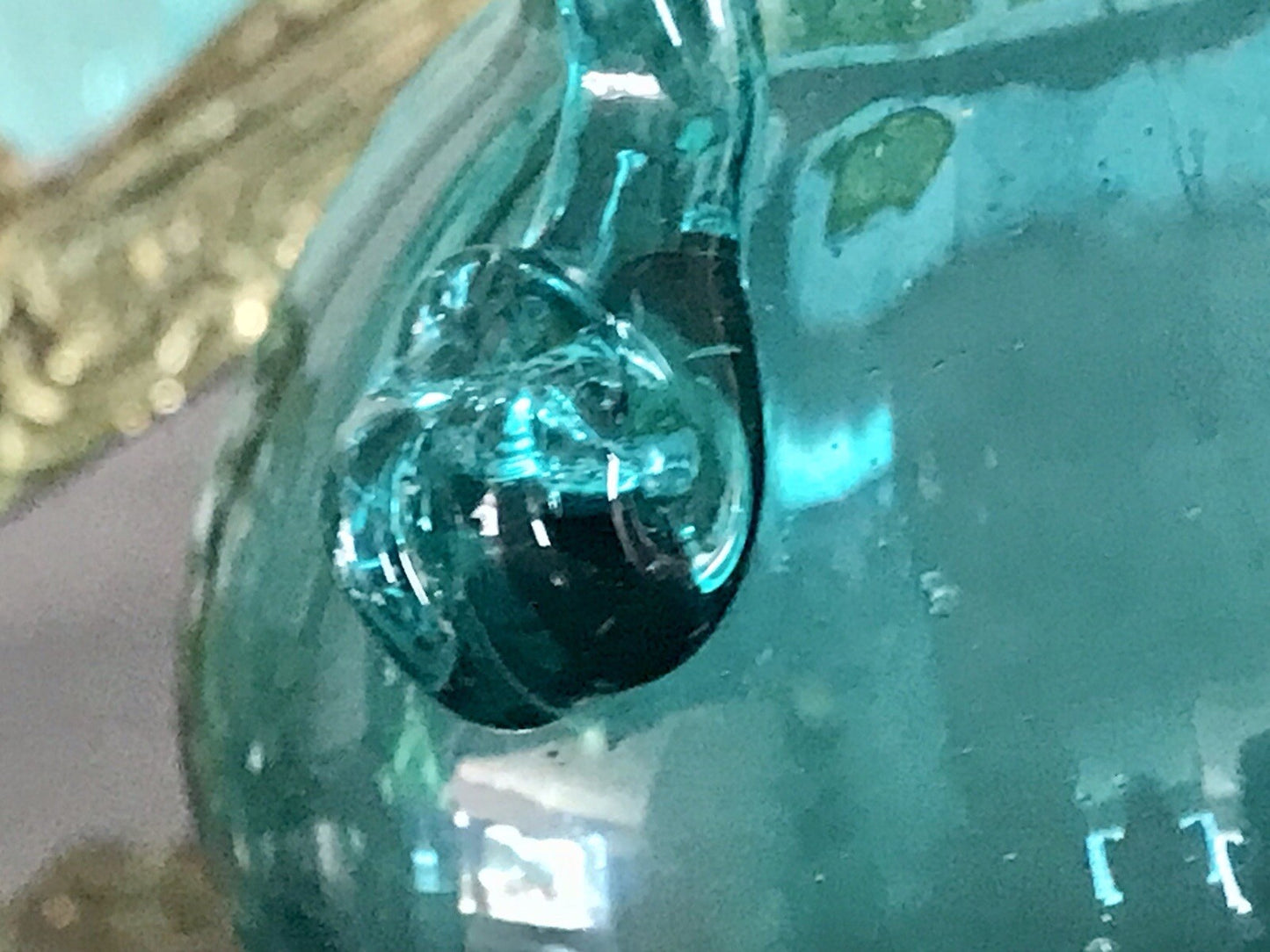 Antik Glasvase Vase Türkis Blau Glas Abriss Aufschmelzungen Murano?