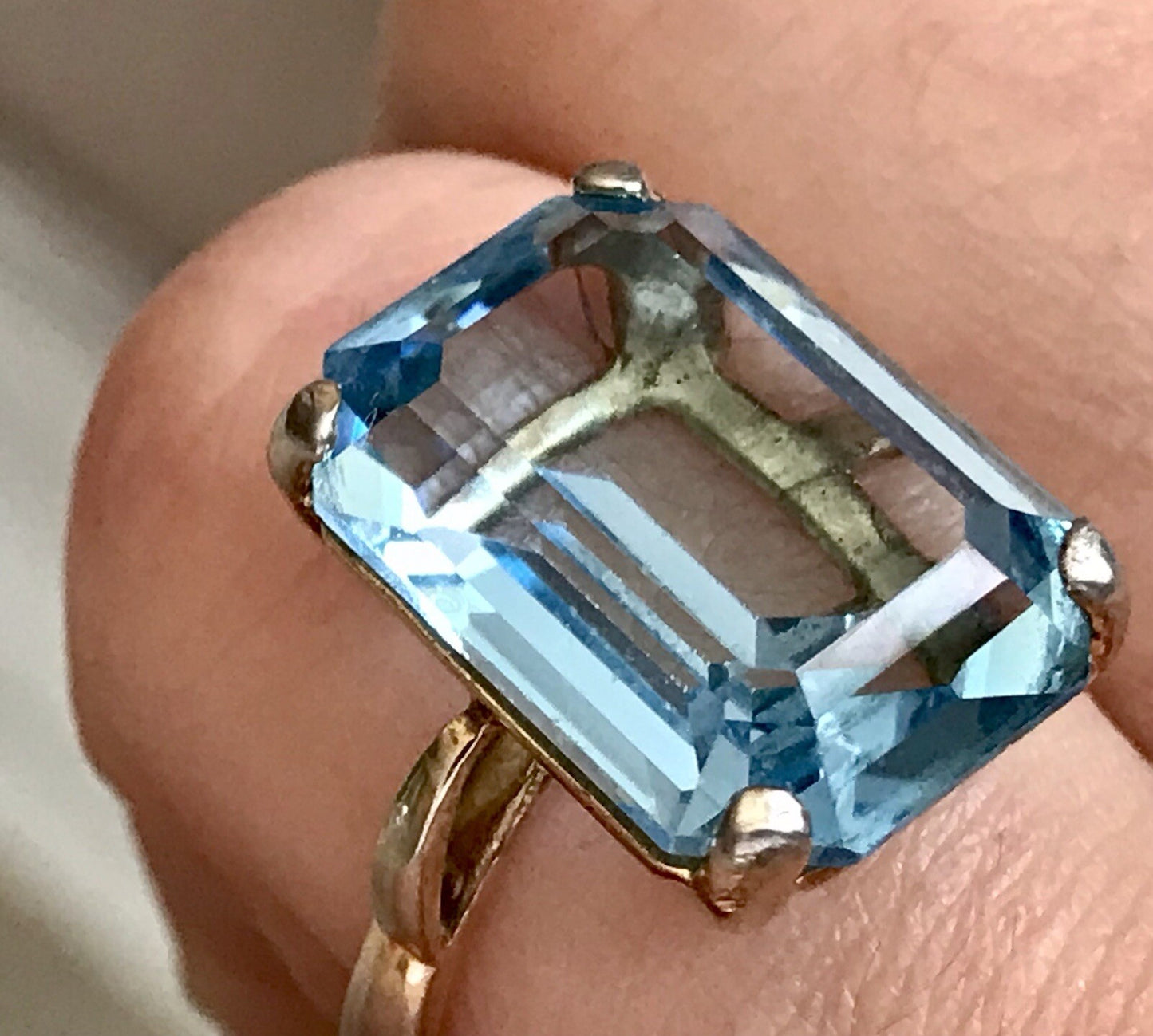 Vintage alt Damen Ring blauer Stein Silber vergoldet 925 Gr.59 18,8 wunderschön!
