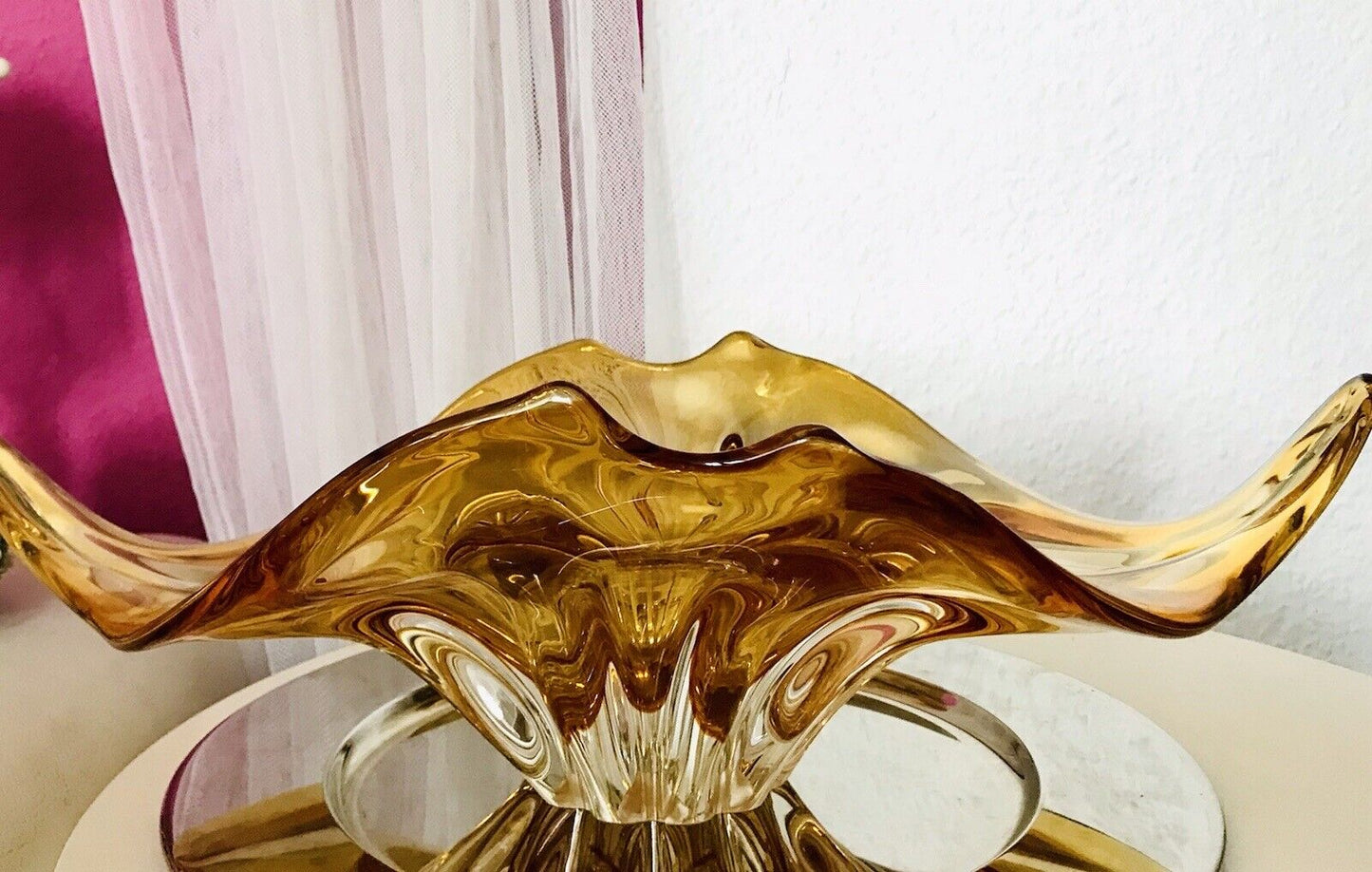 Vintage GROß 60er Somerso Murano Schale Glas Gelb Überfangglas Erscheinung