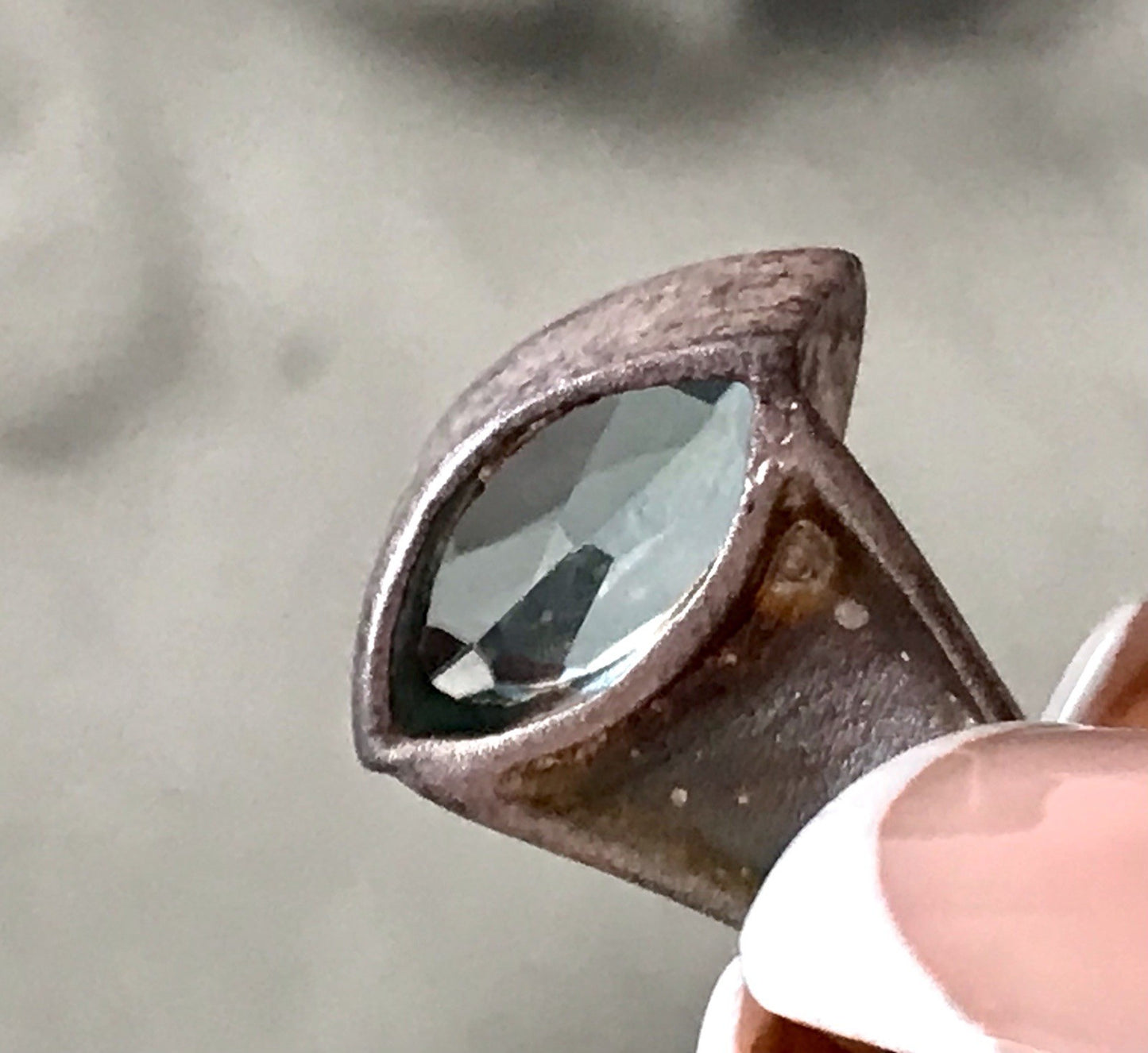 Vintage Kettenanhänger Anhänger Silber blauer Stein Designer