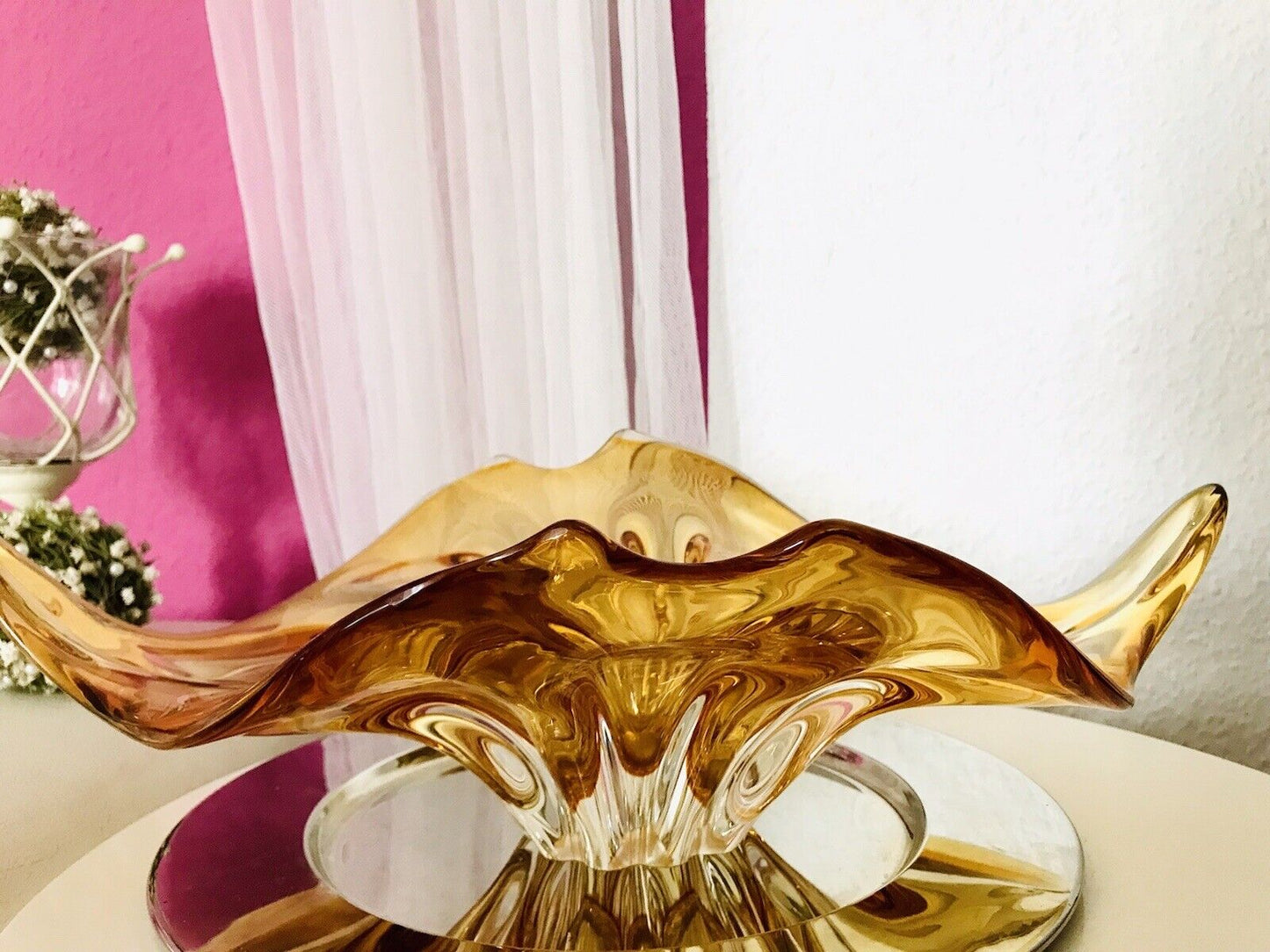Vintage GROß 60er Somerso Murano Schale Glas Gelb Überfangglas Erscheinung
