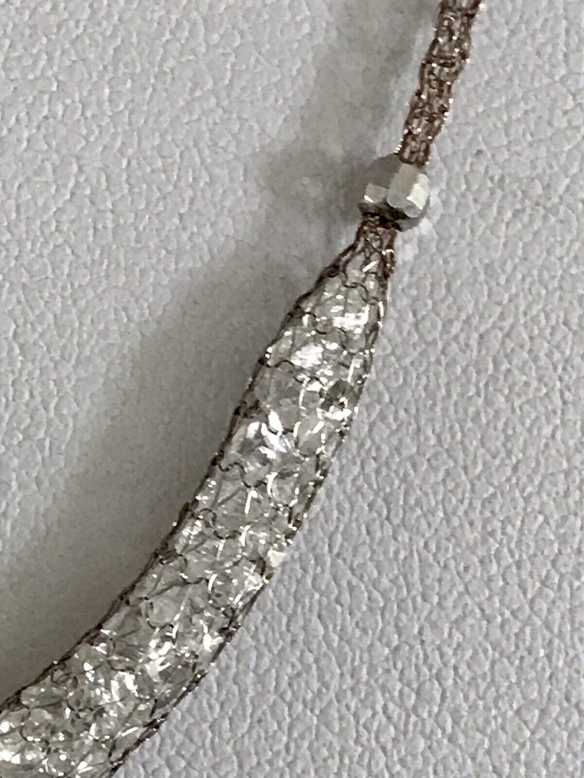 Alt Vintage Edel Gold 333 Gold & 925 Silber Collier Halskette Goldnetz Steine