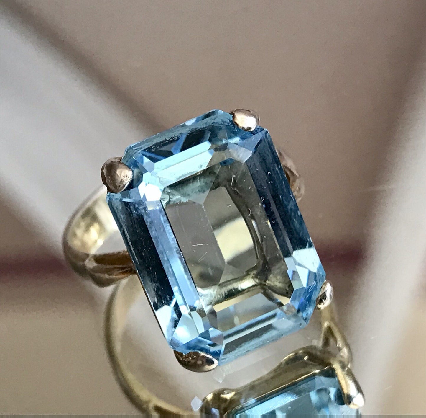 Vintage alt Damen Ring blauer Stein Silber vergoldet 925 Gr.59 18,8 wunderschön!